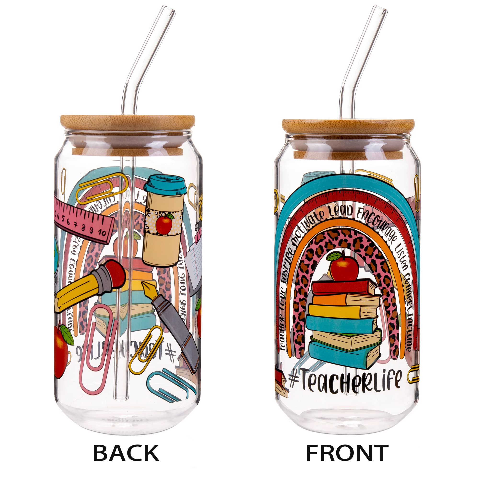 18 Oz Can Glass Set of 2 - Perfect Teacher Appreciation Gifts for Women & Students - Ideal for Birthday, Christmas, Back to School & Graduation - Great for Coffee, Tea or Smoothies at Home or Office