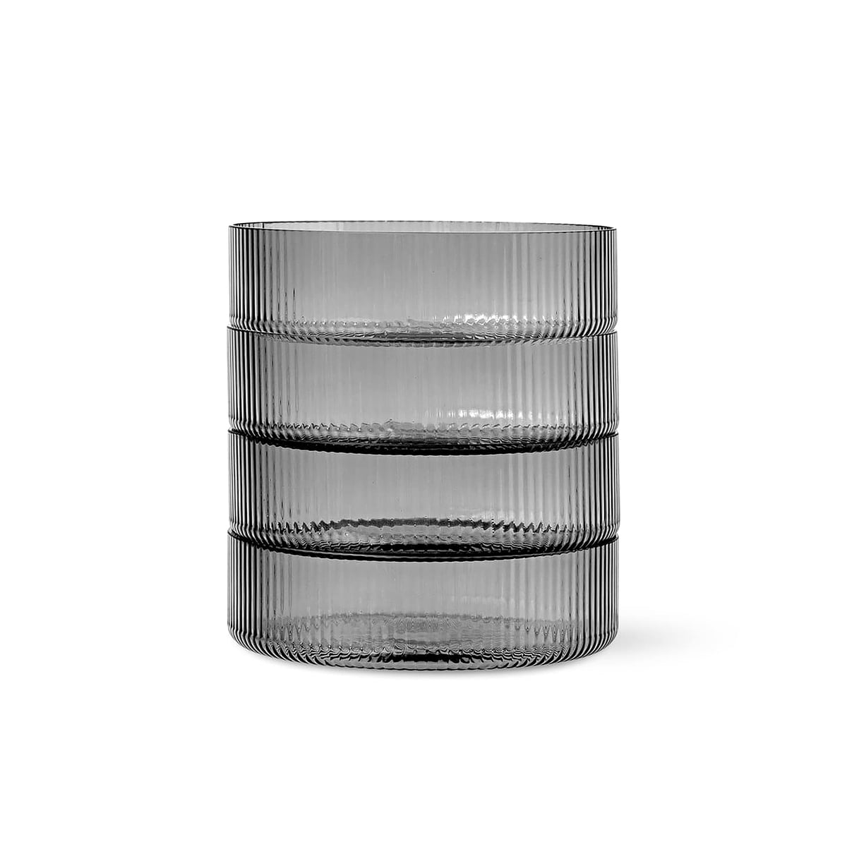 FERM LIVING Ripple Serving Bowls Set of 4 - Smoked Grey Ceramic Salad Bowls for Entertaining, Snacks & Desserts - Perfect for Dinner Parties, Picnics & Home Decor