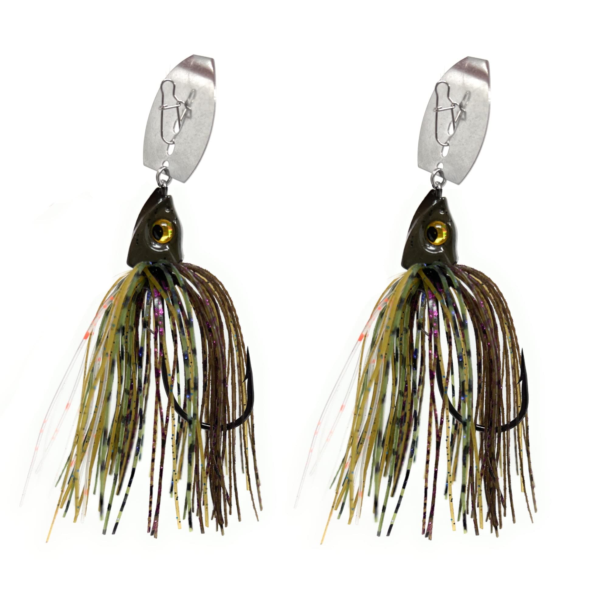 Reaction Tackle Tungsten Bladed Jig Heads - Premium Bass Fishing Lures for Large/Smallmouth Bass, Trout & Walleye - Chatter Sound Vibrating Spinner Bait (2-Pack) - Perfect for Freshwater Fishing & Tournament Angling
