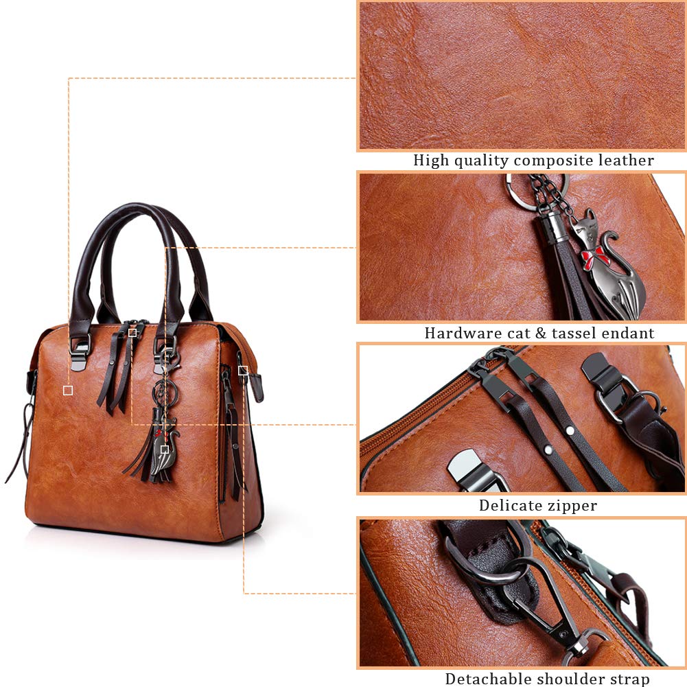 Segater® Women's Faux Leather Handbag Set - Tote, Shoulder Bag, Purse & Card Holder (4-Piece) - Perfect for Work, Travel & Everyday Use