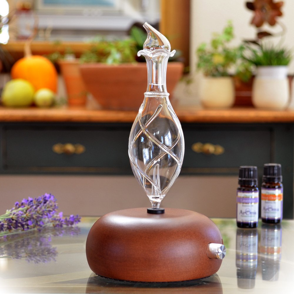 Premium Wood & Glass Essential Oil Diffuser - Orbis Nox Vitis Waterless Nebulizer for Aromatherapy - No Heat, No Plastic, Professional Grade for Home, Office & Spa Relaxation