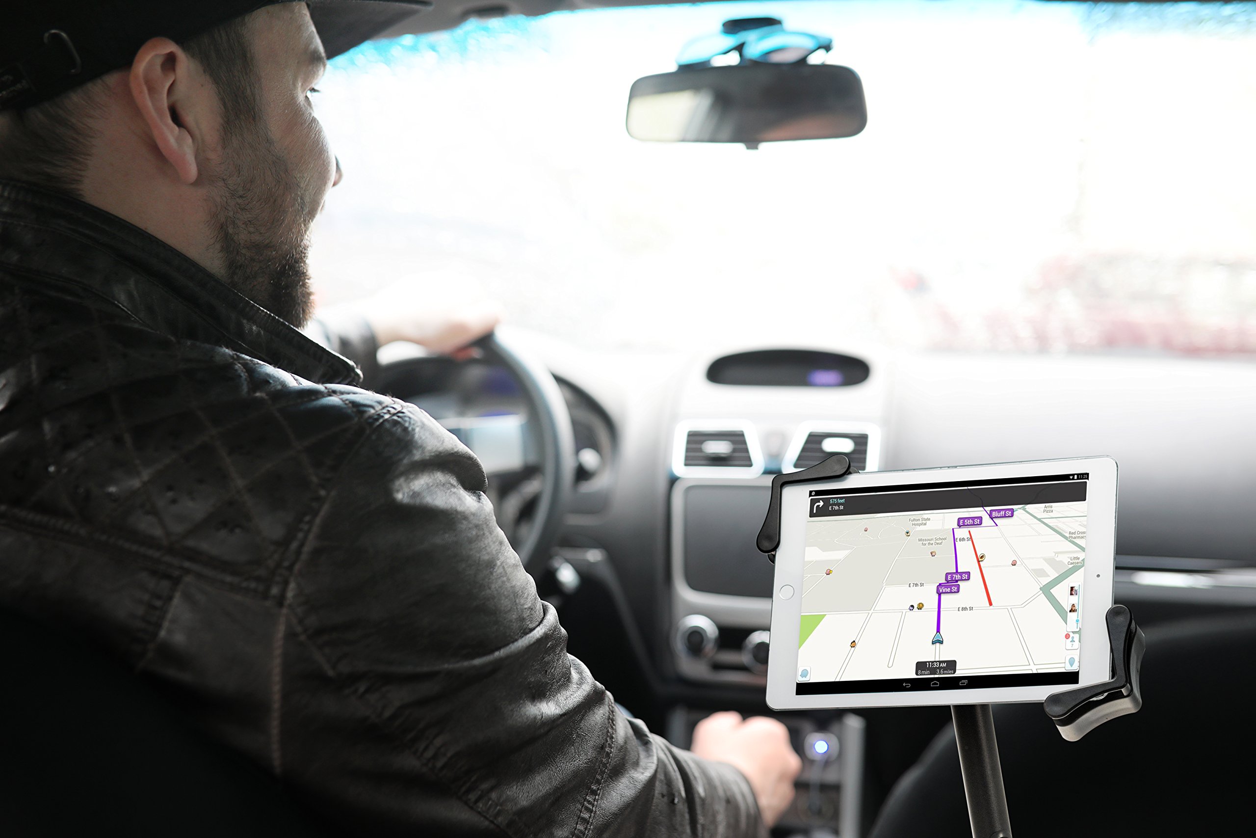 CTA Digital PAD-MFCM Multi-Flex Car Mount Holder for Tablets & iPads - Adjustable Dashboard & Windshield Stand for Safe Driving & Navigation