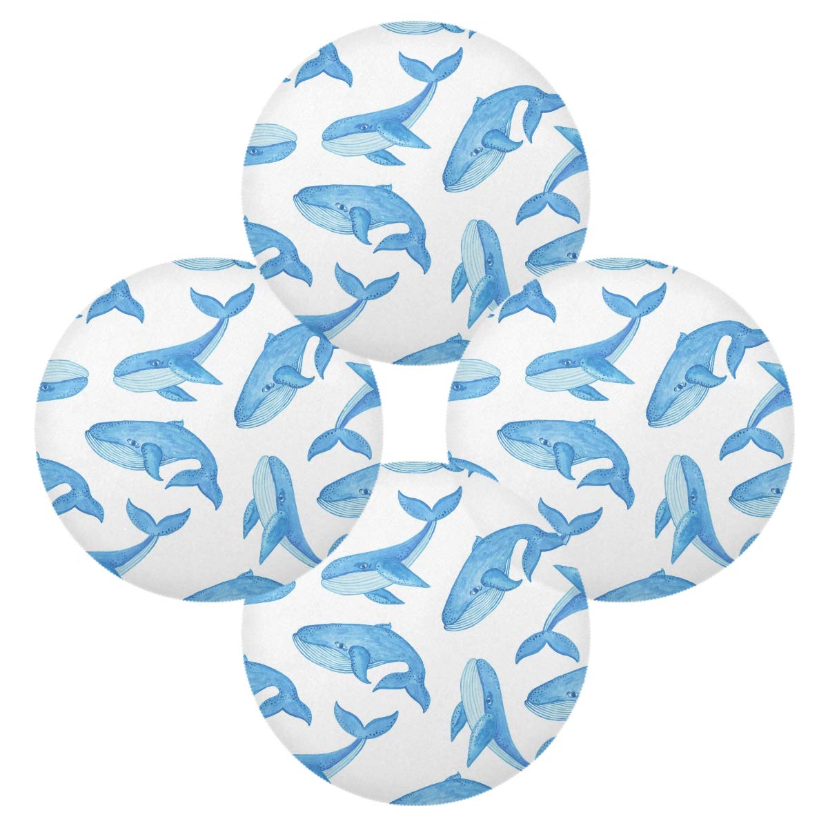 Blue Whale Holiday Non-Slip Round 15.4 Inch Table Mats Set of 6 for Kitchen and Dining Room