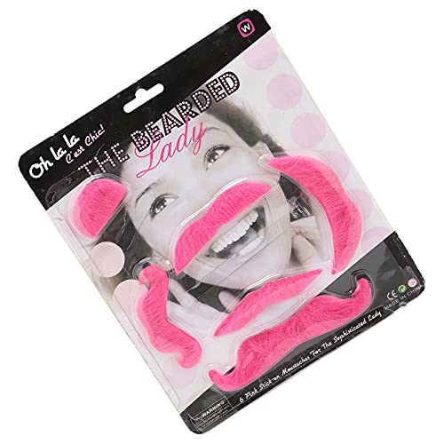 6pcs Fake Mustaches Set - Lightweight Pink Self-Adhesive Novelty Mustaches for Costume Party, Halloween, Cosplay & Themed Events | Skin-Friendly Mustache Makeup Accessories