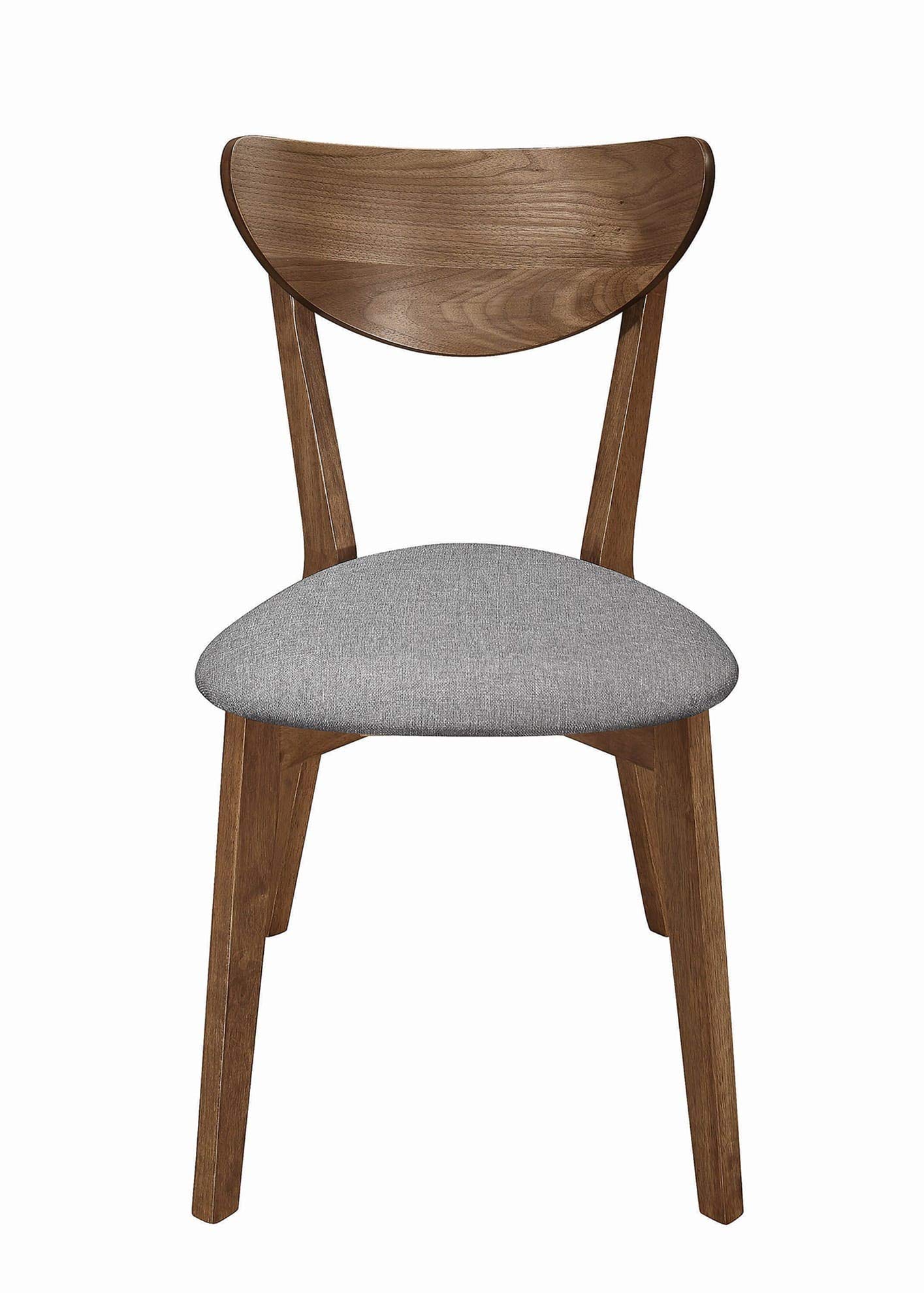 Benjara Wooden Plectrum-Shaped Padded Seat Dining Chairs, Set of 2 - Gray & Brown for Kitchen, Dining Room, and Breakfast Nook