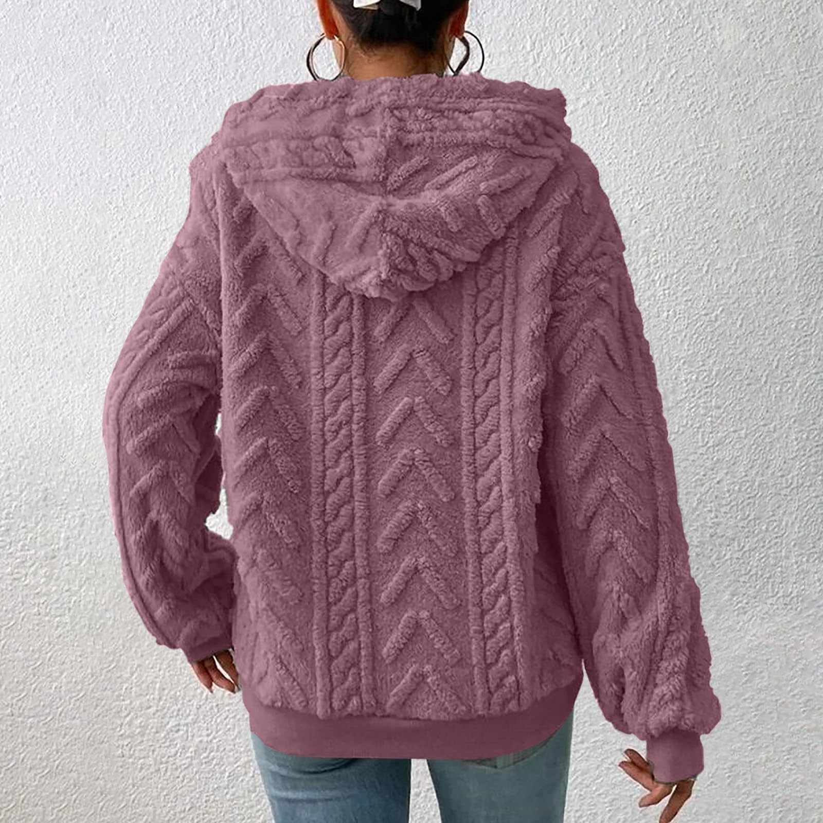 Women's Thick Fleece Hoodie with Drawstring - Solid Color Winter Sweatshirt for Casual Wear | Cozy Autumn & Winter Fashion | Perfect for Outdoor Activities, Lounging & Layering