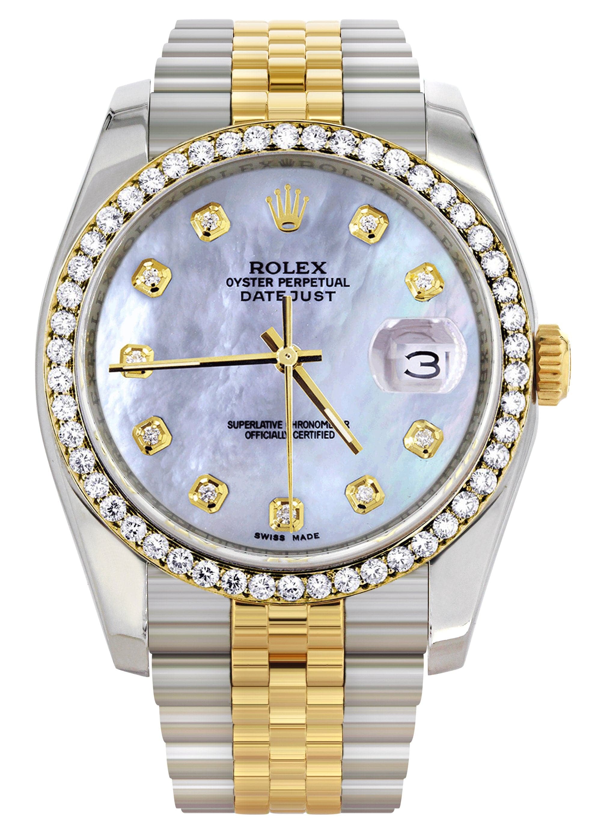 Authentic Two-Tone Rolex Datejust 36mm Watch - 116200 | Hidden Clasp | Mother of Pearl Dial | Jubilee Band | Luxury Timepiece for Business & Formal Occasions