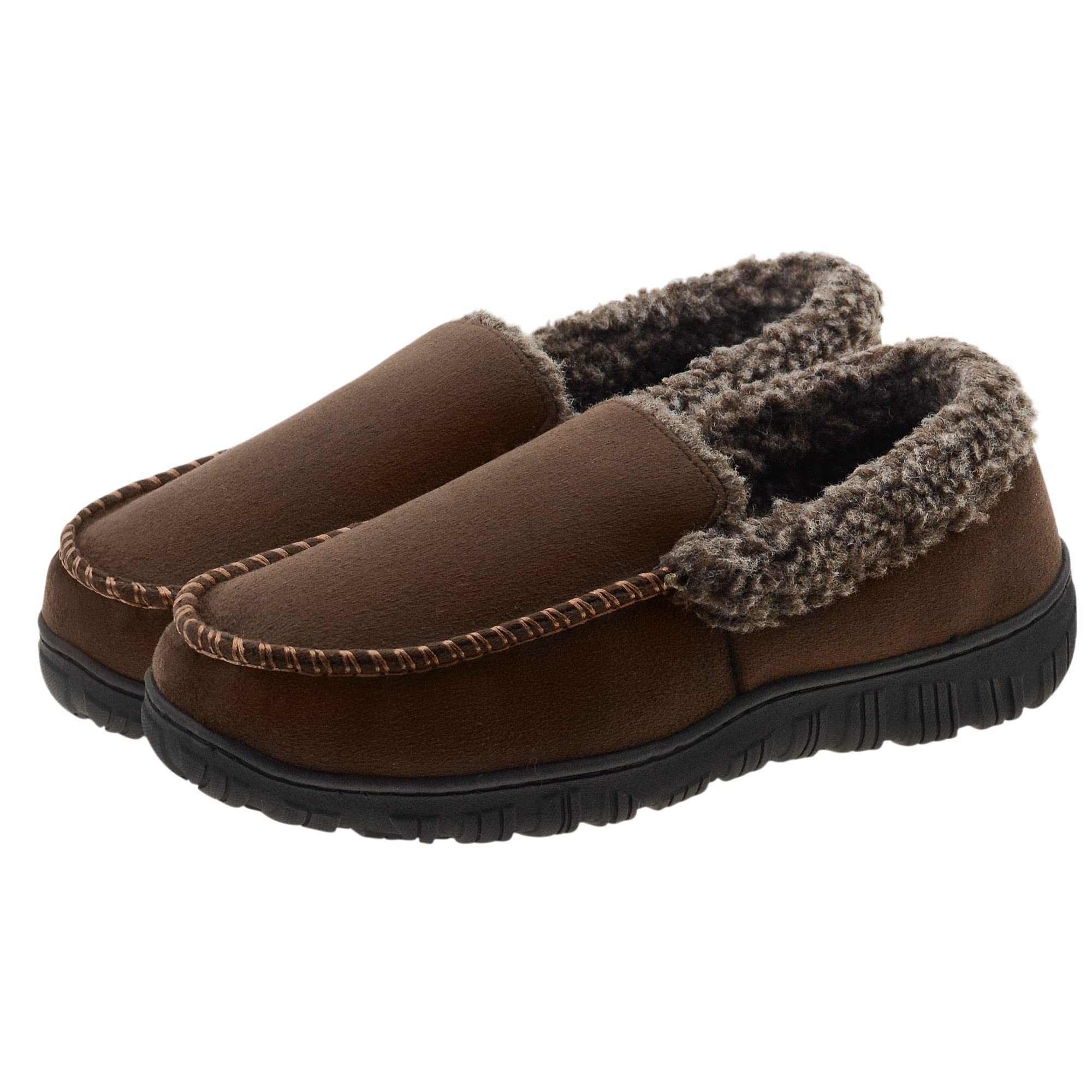 Men's Memory Foam Moccasin Slippers - Ultra Comfortable Indoor/Outdoor House Shoes for Winter Warmth - Perfect for Lounging at Home, Quick Errands & Cozy Evenings