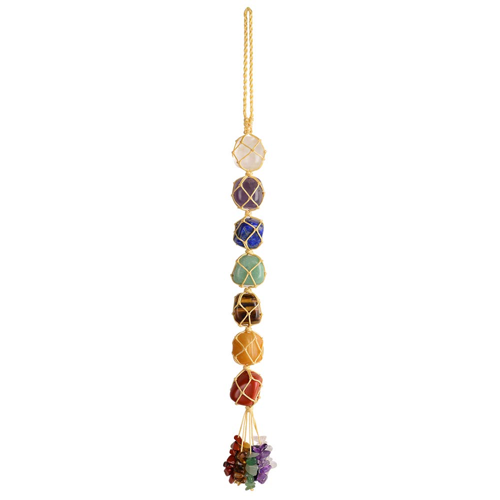 7 Chakra Healing Crystals Feng Shui Hanging Ornament - Car & Home Decor for Meditation, Window & Party Decoration - Enhance Positive Energy & Relaxation in Office, Bedroom or Yoga Space