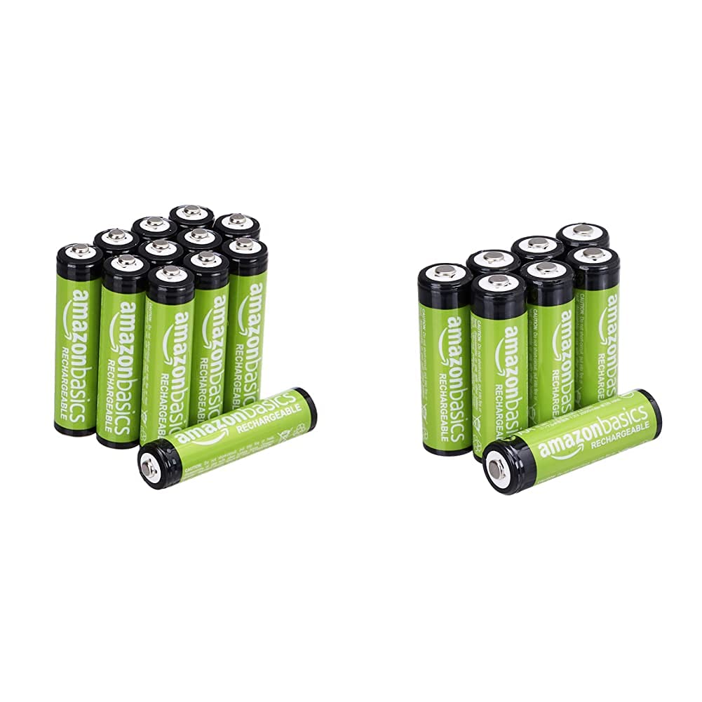Amazon Basics AA & AAA Rechargeable Batteries Combo Pack (8 AA + 12 AAA) - Pre-Charged NiMH Batteries for Cameras, Toys, Remote Controls & Electronics - White - Packaging May Vary