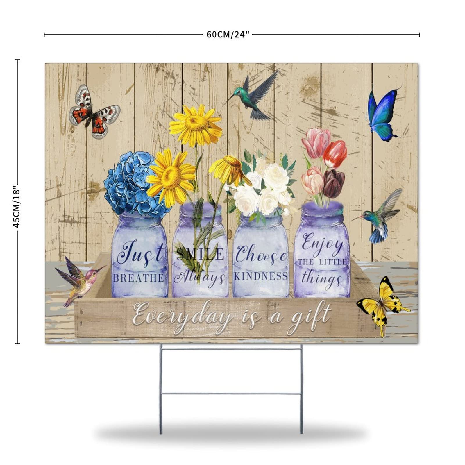Floral Botanical Yard Sign - Double Sided Weatherproof 18x24in for Lawn Decor & Sales
