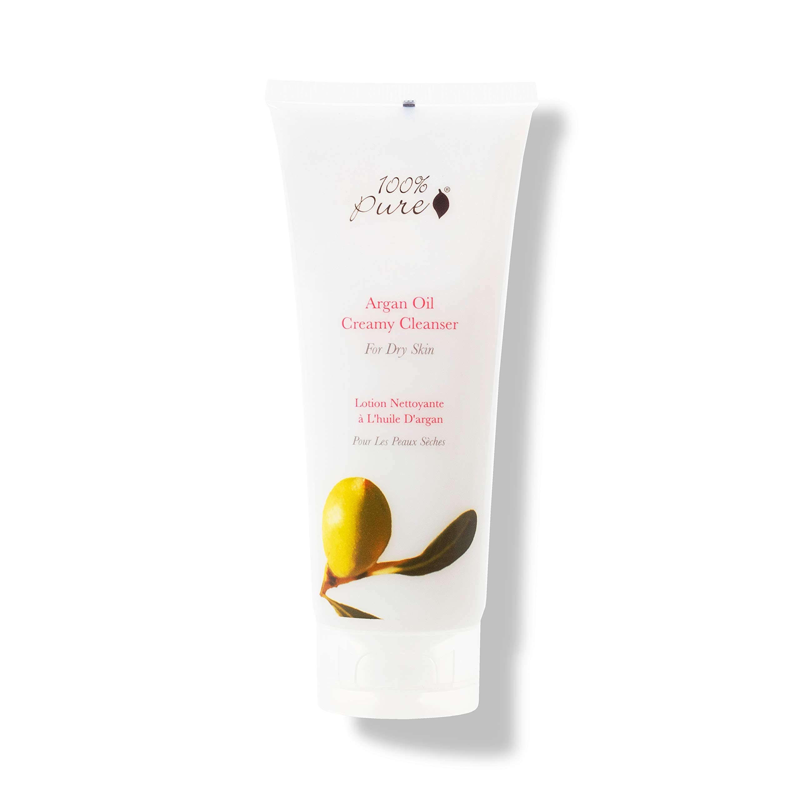 100% Pure Argan Oil Creamy Cleanser - Daily Moisturizing Face Wash & Makeup Remover - Natural Anti-Aging Cleansing Botanicals for Clear Skin & Healthy Glow - 3.4 Fl Oz - Perfect for Morning & Night Skincare Routine, Travel-Friendly Size