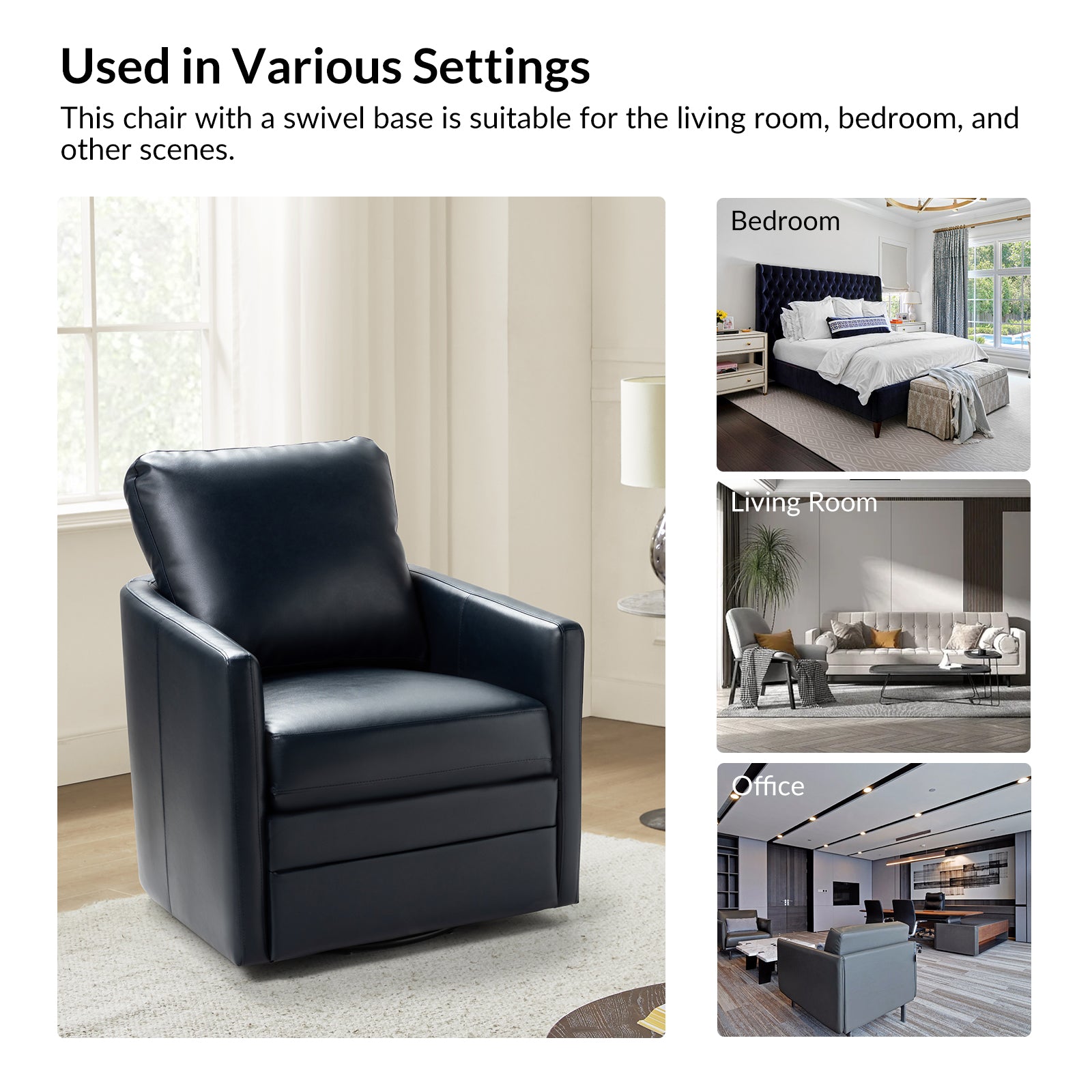 Aurora Swivel Chair - 360 Degree Rotating Modern Office Chair with Ergonomic Design for Home & Workspace Comfort