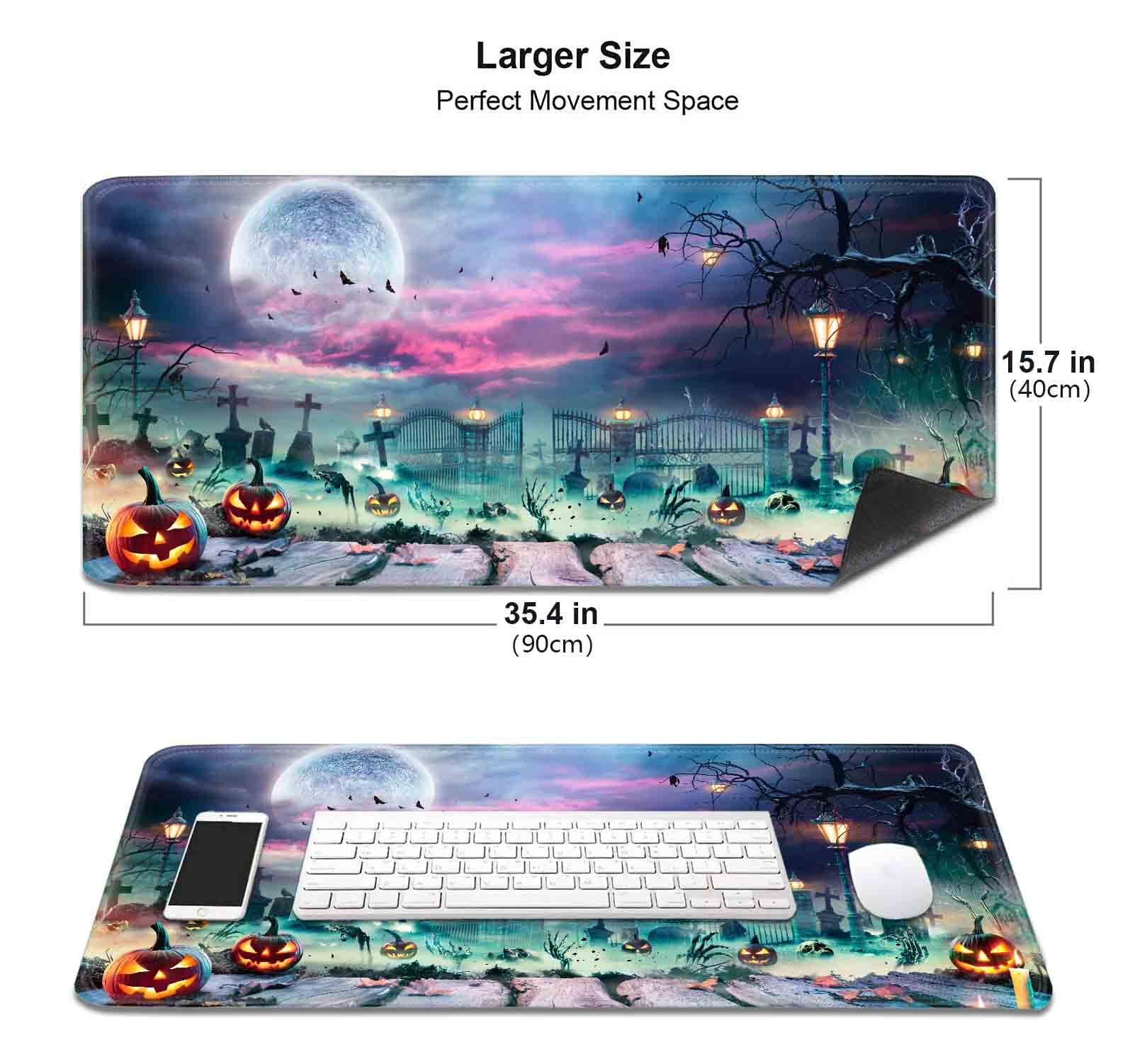 Halloween Carnival Mouse Pad - Spooky Night Large Gaming Mouse Mat with Anti-Slip Rubber Base, XXL Extended Desk Pad for PC, Laptop, Office & Gaming Setup (Perfect for Halloween Decor & Year-Round Use)