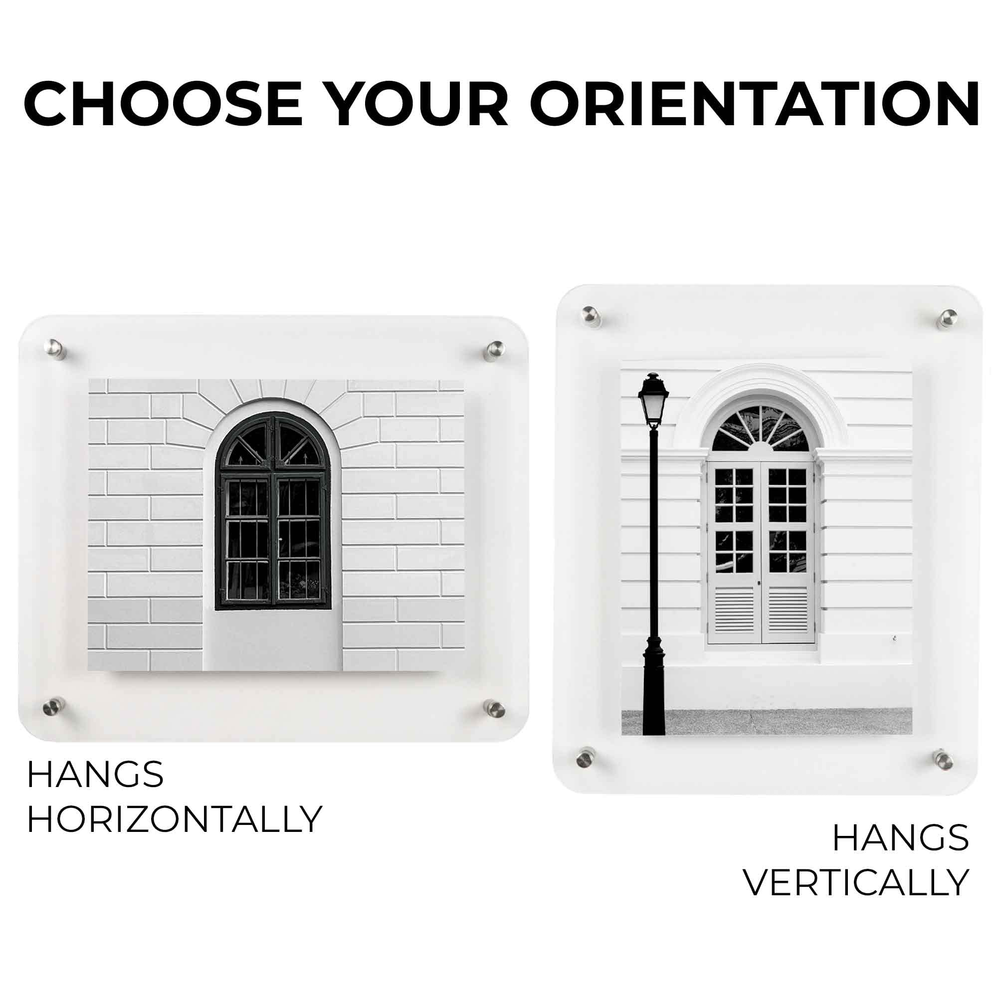 12x16 Floating Acrylic Picture Frame with Silver Standoff Hardware - Clear Frameless Wall Mount Display for Photos & Art (16x20 Overall Size) - Perfect for Home Decor, Office Display, and Gallery Style Presentations