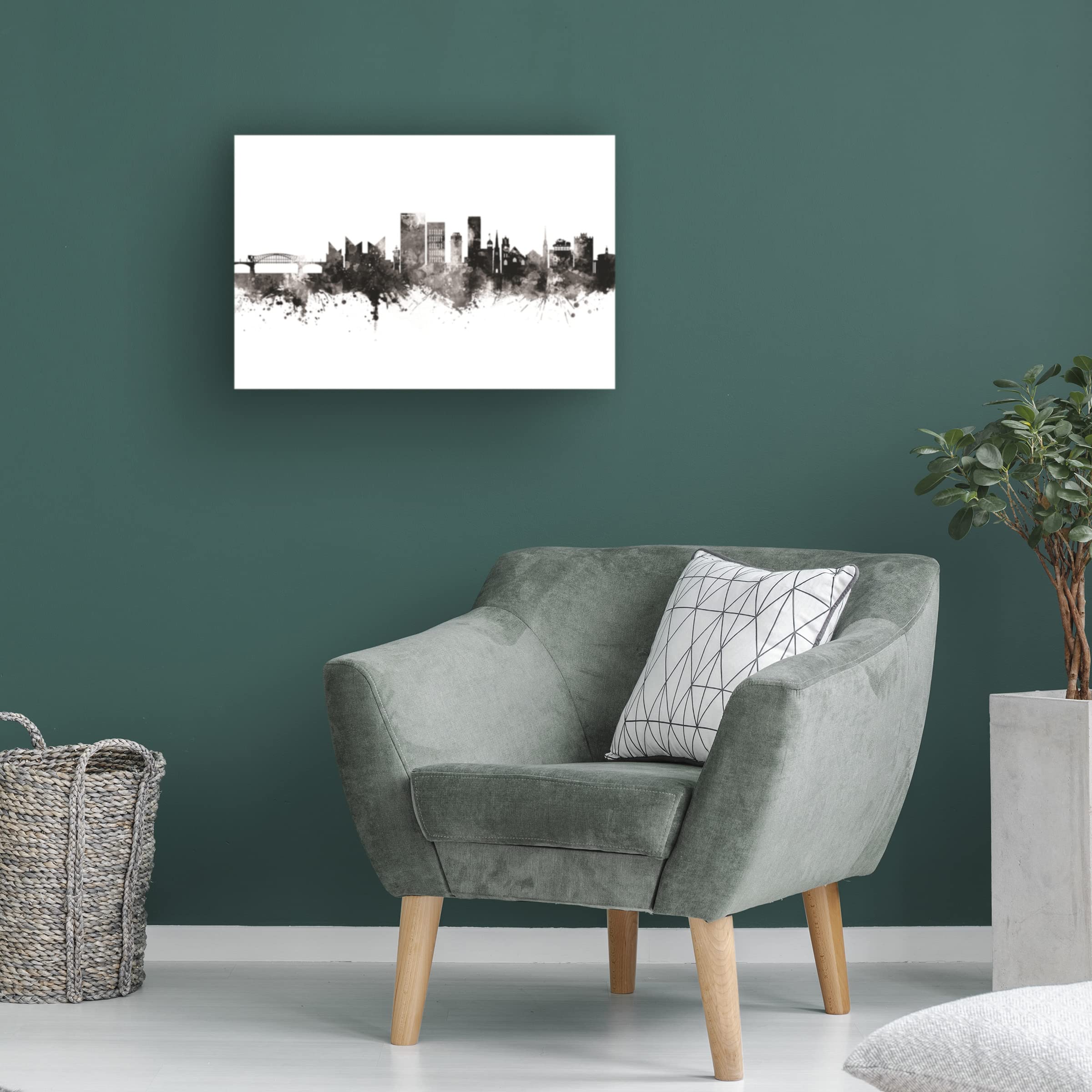 Michael Tompsett Chattanooga Tennessee Skyline Canvas Wall Art Print - Modern Cityscape Painting for Living Room, Office & Home Decor