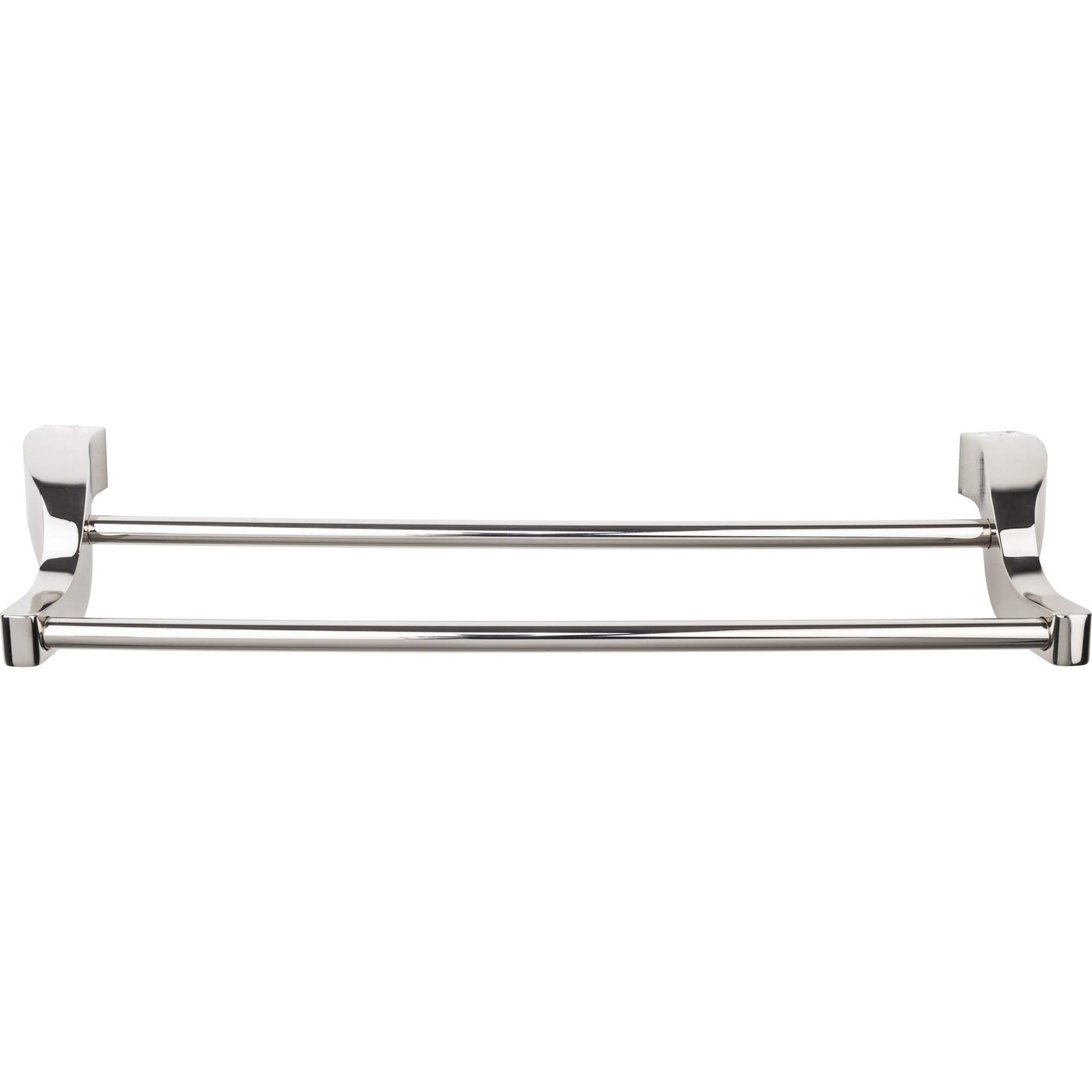 Top Knobs AQ9-PN Aqua Double Towel Bar in Polished Nickel - Premium Bathroom Hardware for Modern Homes & Luxury Hotels