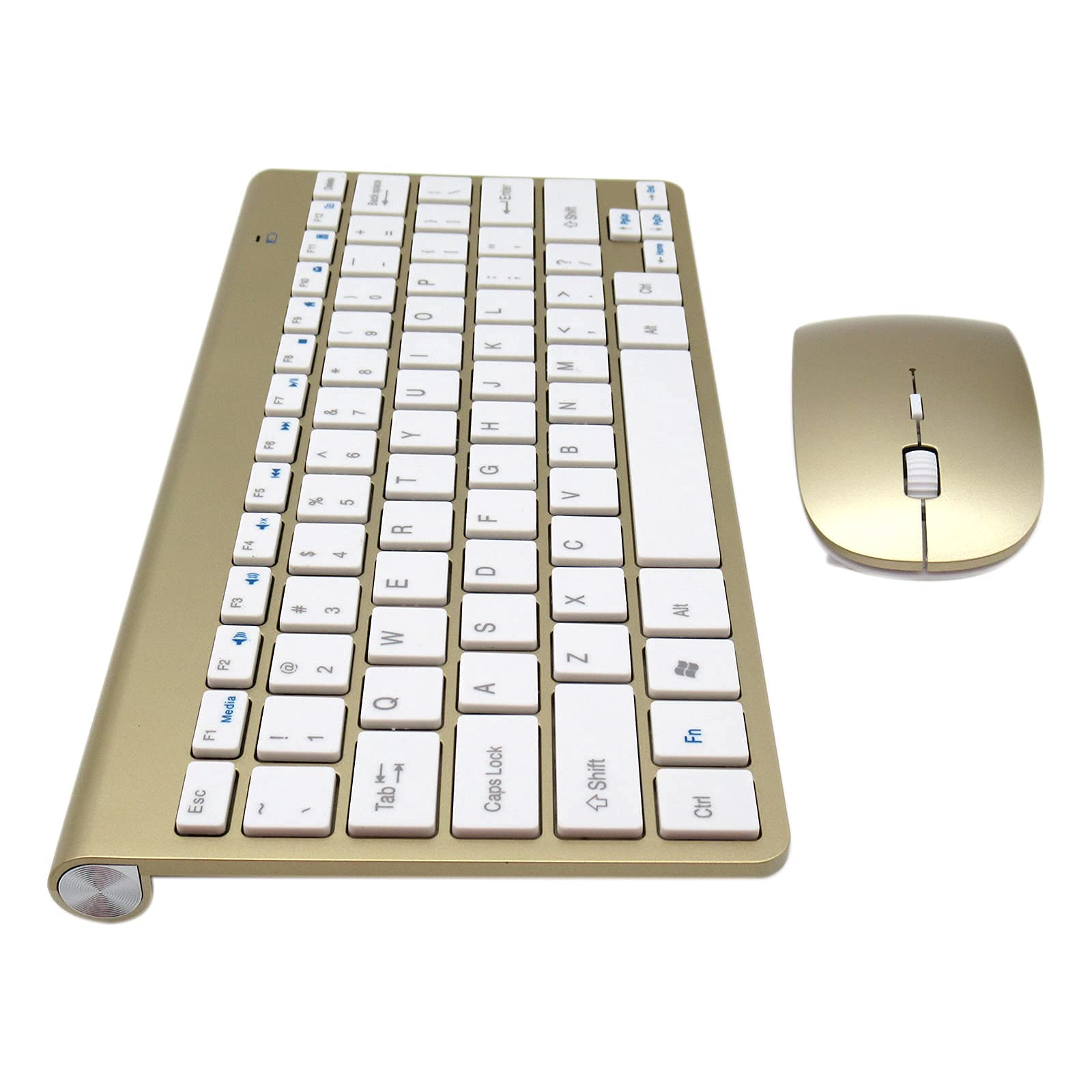 Gold Wireless Keyboard and Mouse Combo - 2.4GHz Silent USB Wireless Set with Waterproof Design for PC, Desktop, Laptop (Windows Compatible) - Perfect for Office, Gaming & Home Use