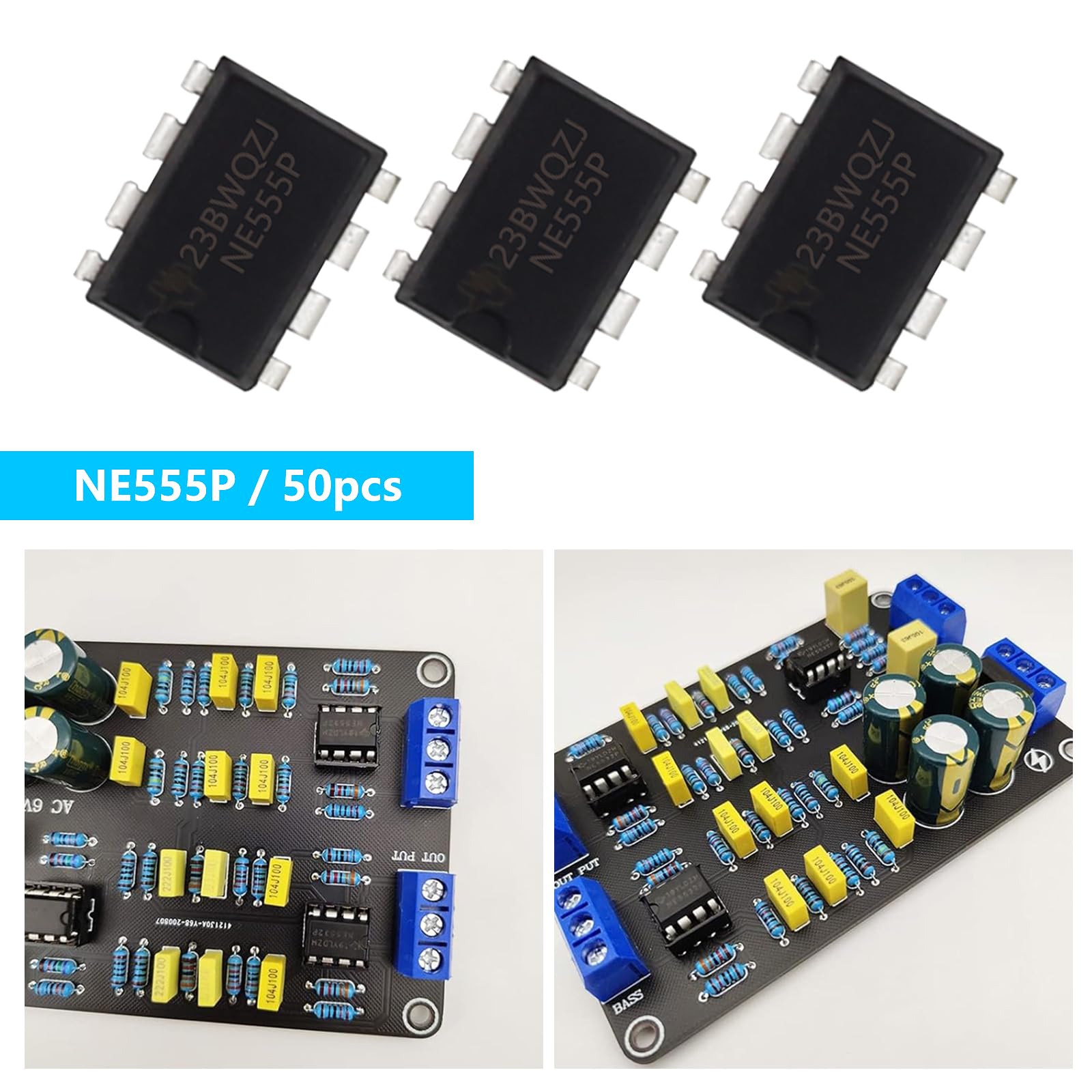 50Pcs NE555 Timer IC NE555P 8-Pin DIP Precision Timing Chip with Machined Pins - Ideal for DIY Electronics, Arduino Projects, and Circuit Prototyping