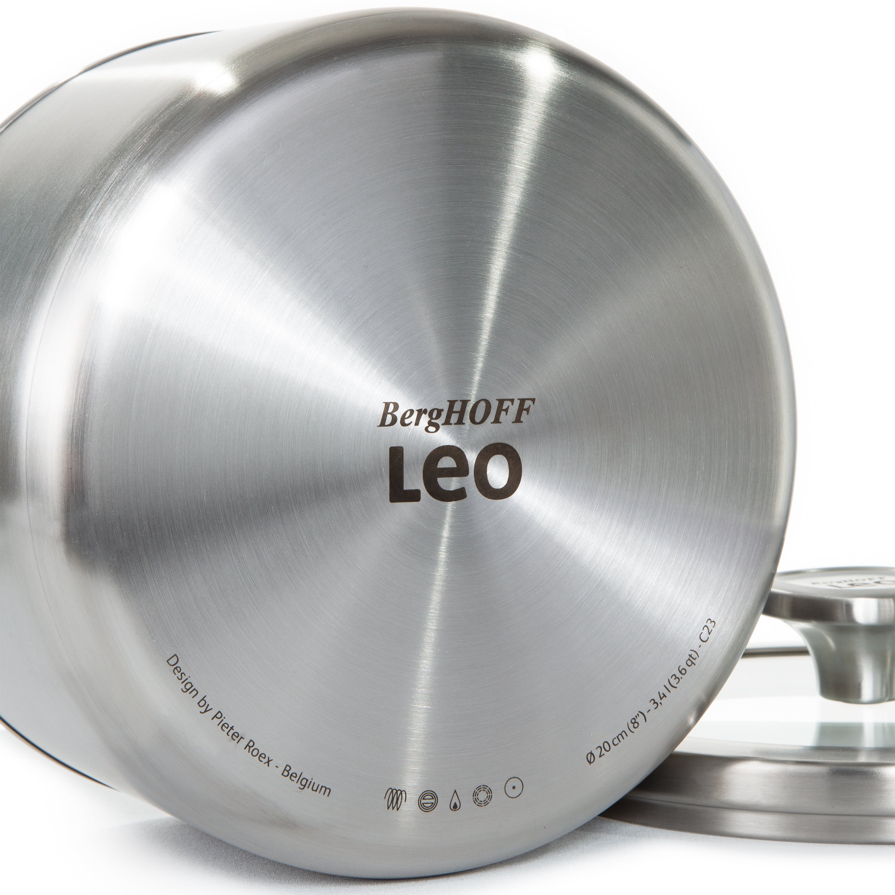BergHOFF Leo Graphite Recycled 18/10 Stainless Steel Stockpot 8-Quart (3.6L) with Glass Lid - Durable Cooking Pot for Soups, Stews & Pasta | Induction Compatible