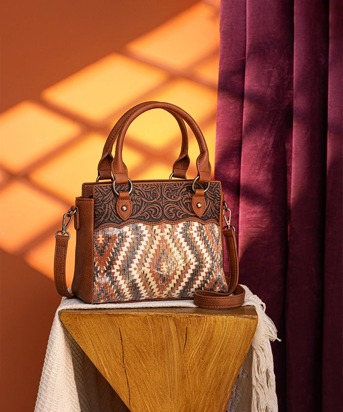 Montana West Sequined Aztec Tote Bag Set for Women - Stylish Handbag with Shoulder Strap, Perfect for Work, Travel & Everyday Use