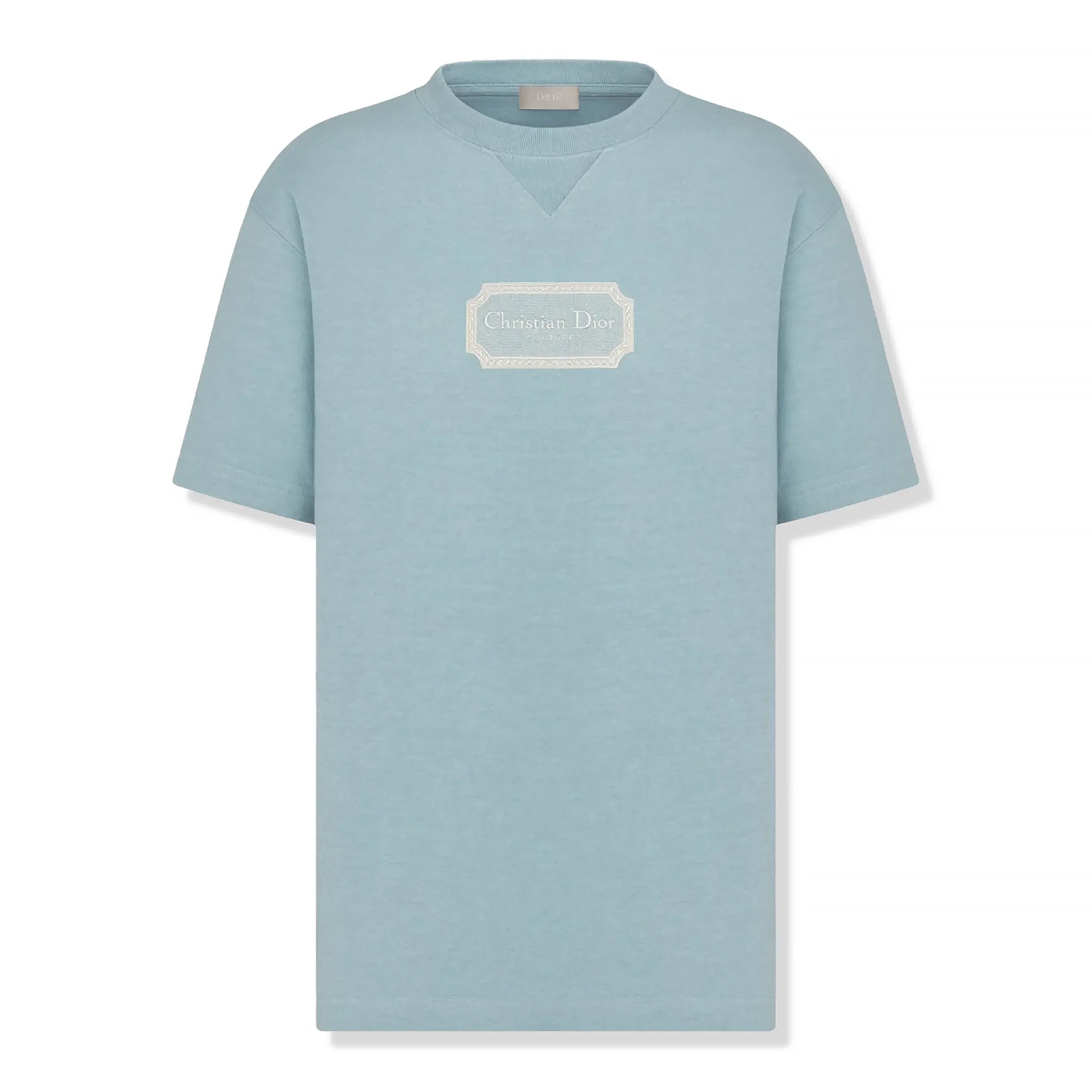 Dior Couture Relaxed Fit Cotton T-Shirt for Men - Azure Blue Casual Tee | Perfect for Everyday Wear, Date Nights & Summer Outfits