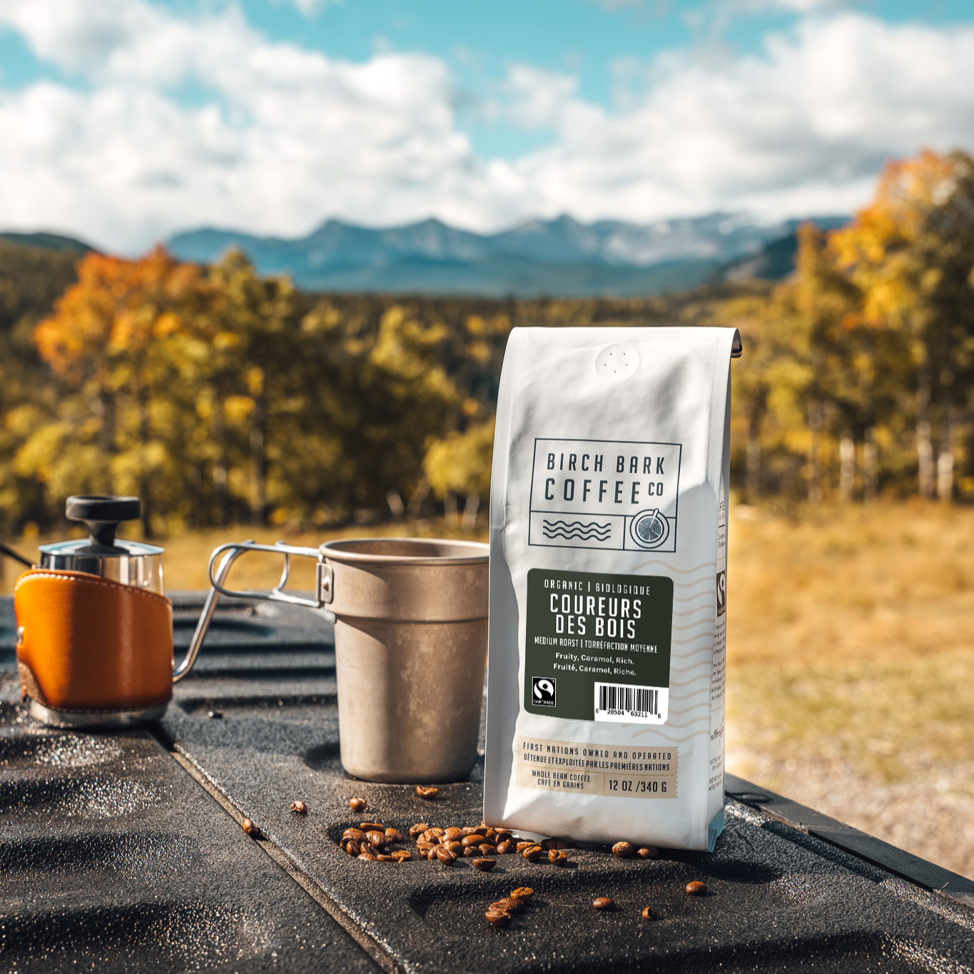 Organic Birch Bark Coureurs Des Bois Fair Trade Whole Bean Coffee - 12 oz Bag | Premium Single-Origin Coffee Beans for French Press, Drip & Espresso | Perfect for Camping, Gifts & Morning Brews