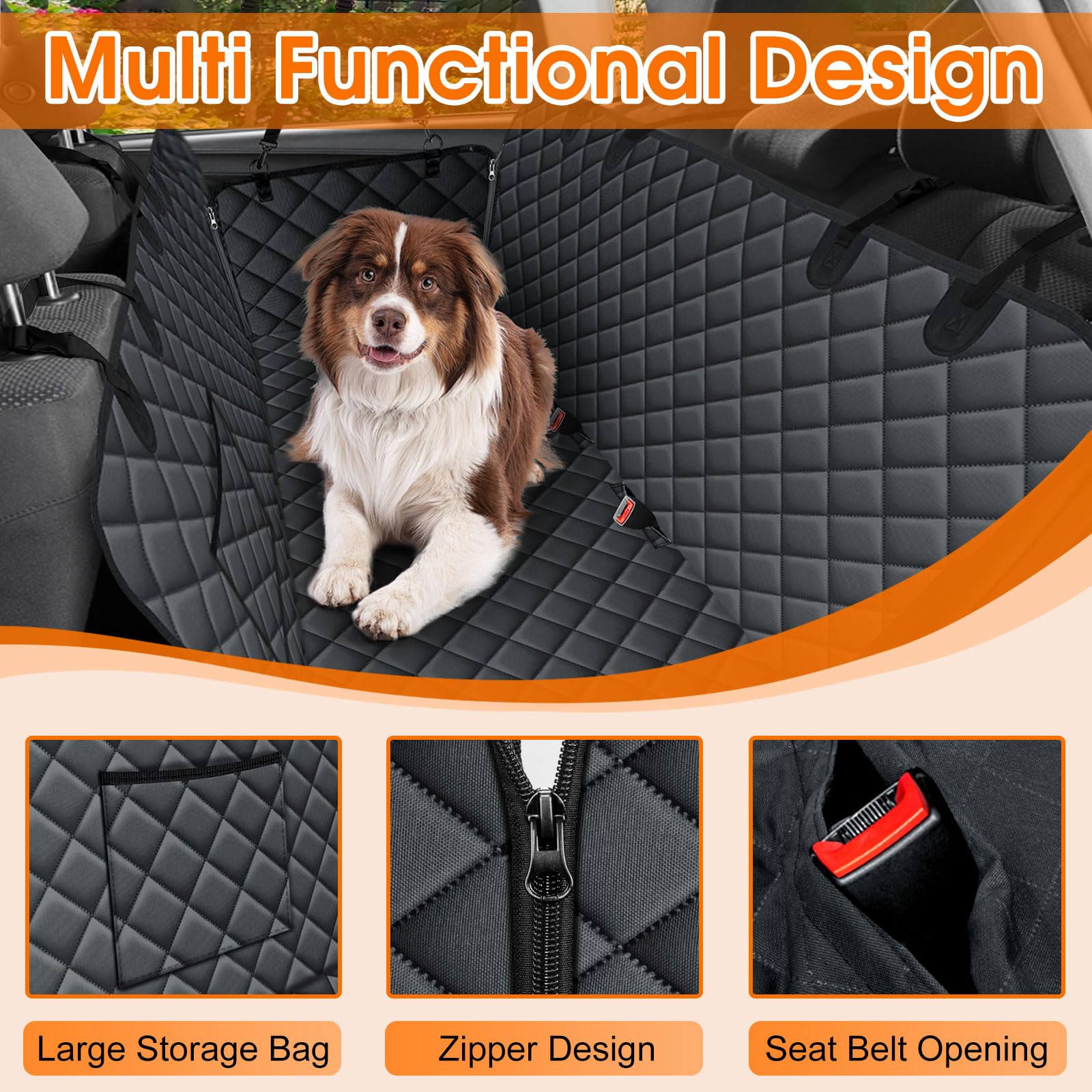 Durable Waterproof Dog Car Seat Cover - Scratch Proof & Non-Slip Pet Hammock for Back Seat - Fits Cars, SUVs & Trucks (Black, Size S) - Perfect for Travel, Road Trips & Daily Commutes