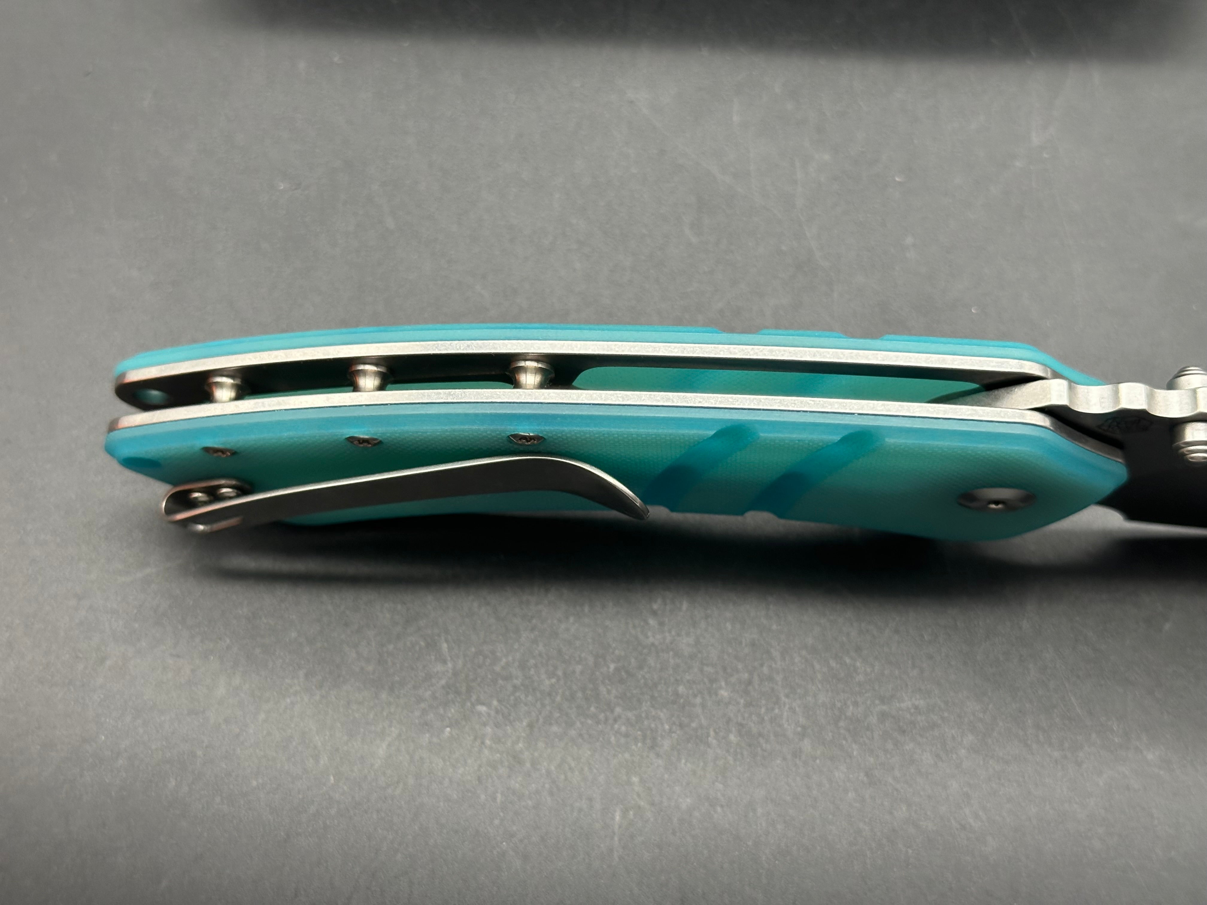 KANSEPT XL Korvid Folding Knife - Premium 154CM Steel Blade with Tiffany Blue G10 Handle - EDC Pocket Knife for Camping, Hiking & Outdoor Adventures