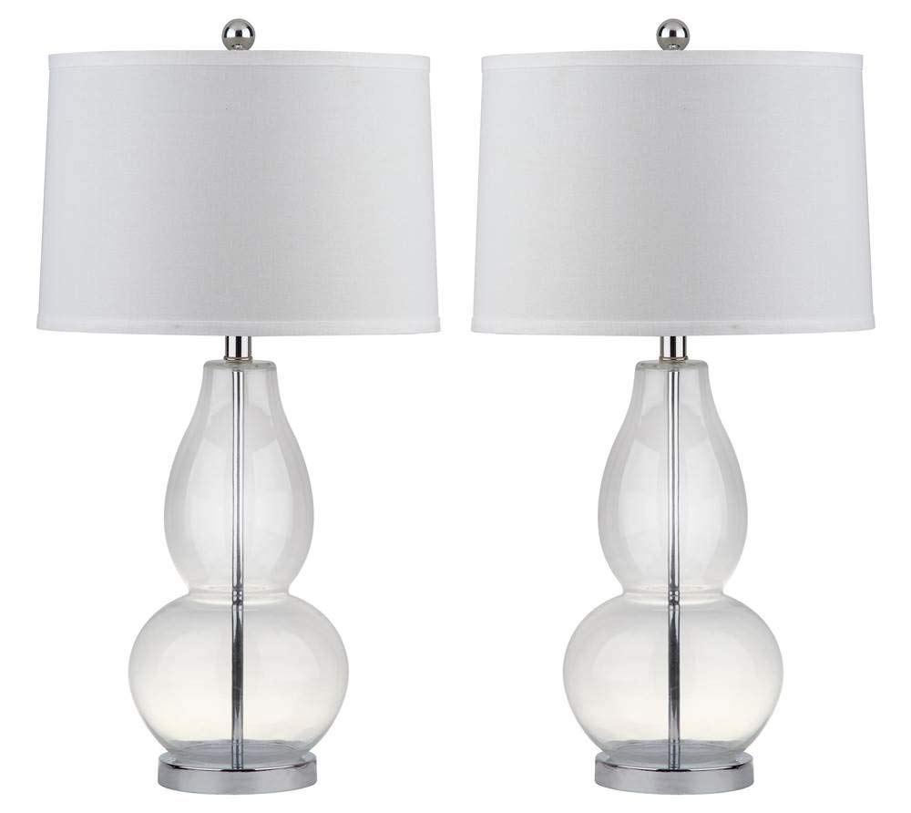 SAFAVIEH Lighting Mercurio Crackle Glass Double Gourd Table Lamp Set of 2 - 29