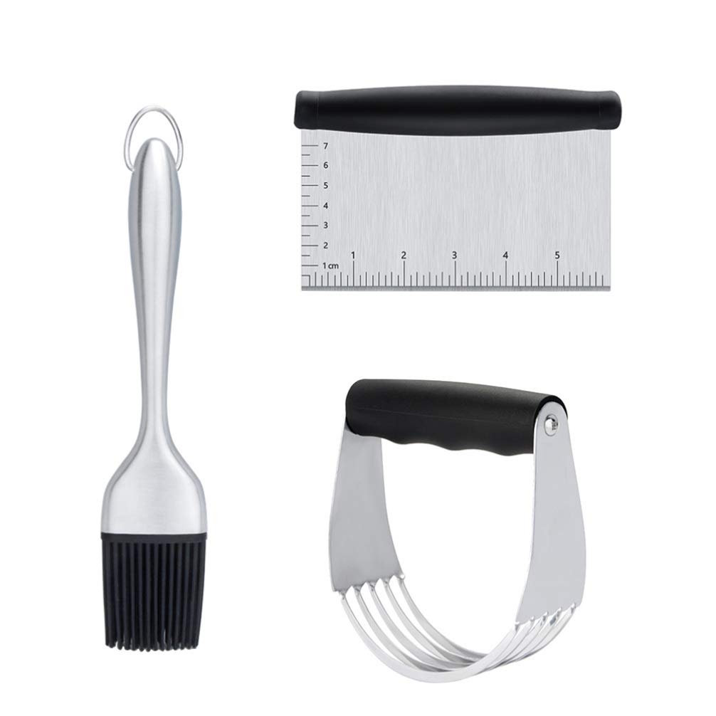 UPKOCH 3-Piece Stainless Steel Pastry Cutter Set - Dough Blender, Scraper & Pastry Brush for Baking, Cooking & BBQ - Perfect for Home Kitchen & Restaurant Use