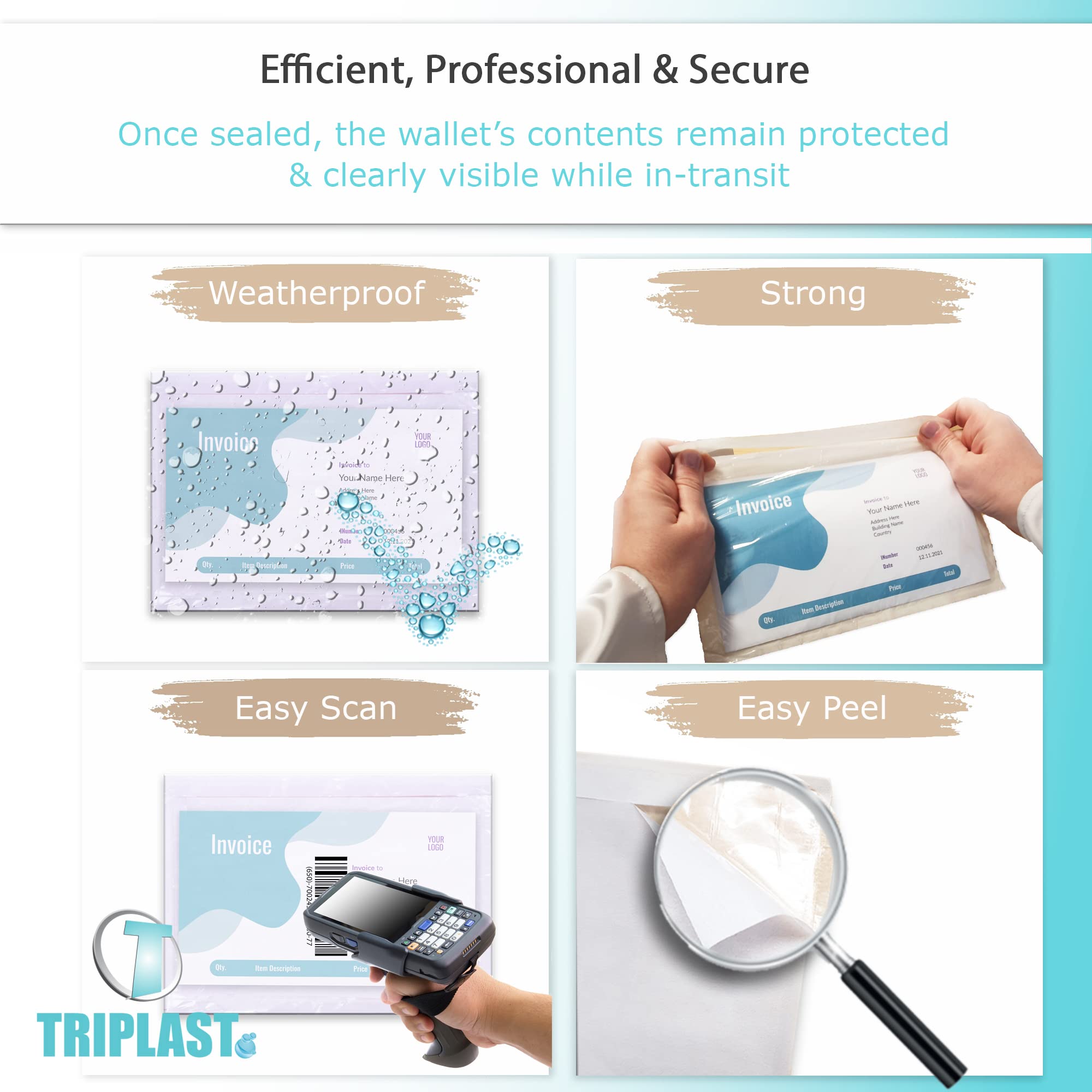 200-Pack A4 Clear Plastic Envelopes (328x230mm) - Peel & Seal Document Sleeves for Shipping | Waterproof Mailing Wallets for Invoices, Packing Slips & Delivery Notes | Perfect for E-commerce, Office Mailings & Parcel Attachments