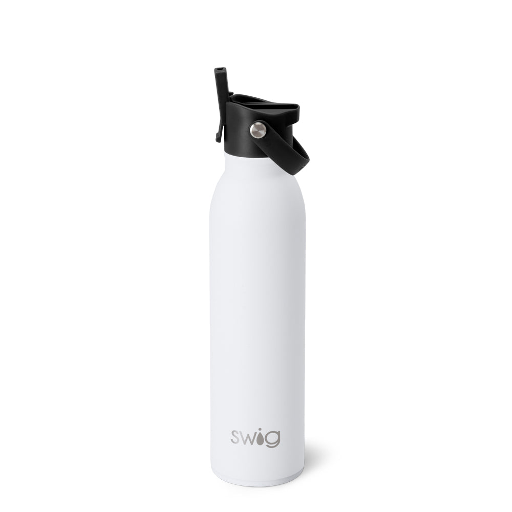 20oz White Flip & Sip Water Bottle - Leak Proof, BPA Free, Portable Sports Bottle for Gym, Hiking, Running & Outdoor Activities