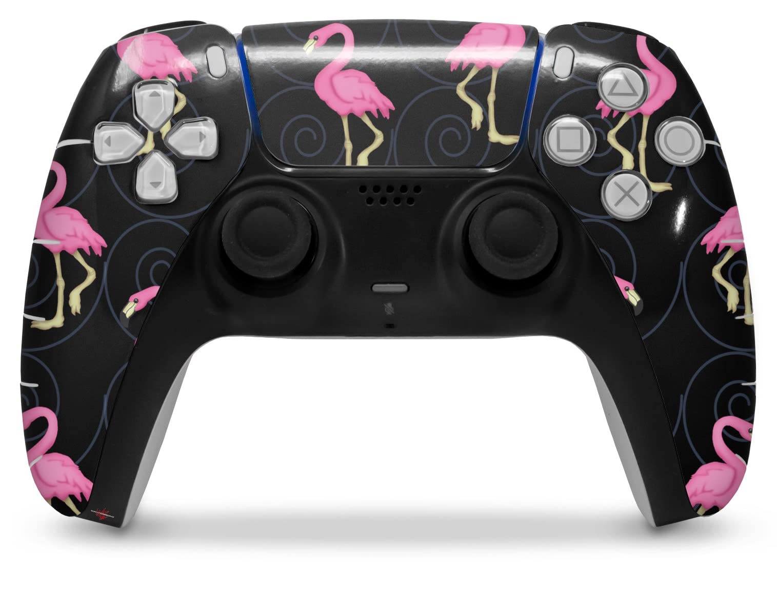 PS5 DualSense Controller Skin Wrap - Flamingos on Black for Gaming Protection
