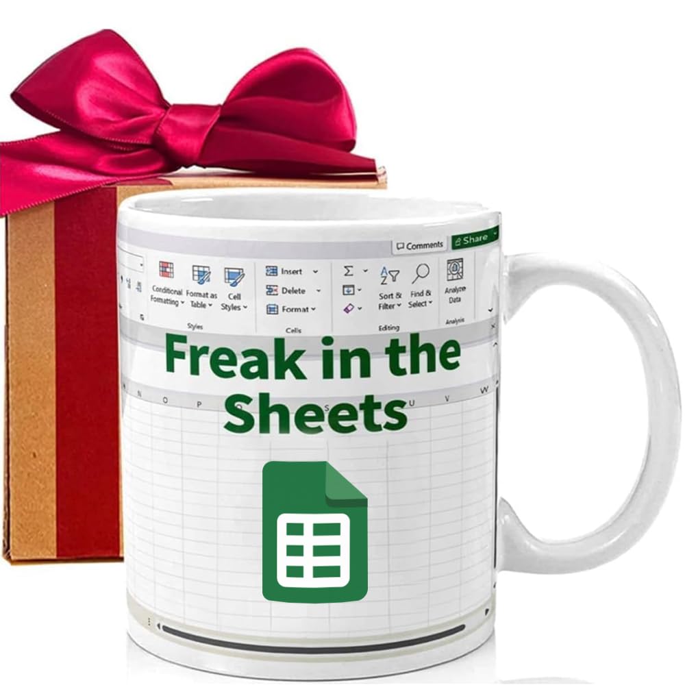 Funny Accountant Coffee Mug - Freak in The Sheets Spreadsheet Novelty Mug Gift for CPAs, CFOs, Bosses & Coworkers - Perfect Accounting Graduation Gift for Women & Men - Great for Office Humor & Coffee Breaks