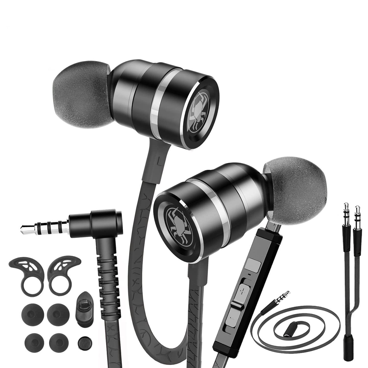 G20 Wired Earbuds with Microphone - In-Ear Stereo Bass Headphones, Noise Isolating Memory Foam Ear Buds, 3.5mm Jack Compatible with iPhone Android Computer Laptop - Perfect for Workouts, Commuting & Gaming