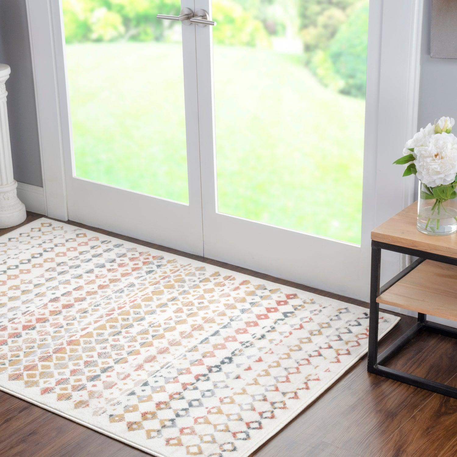 Numair Abstract Geometric Diamonds Indoor Area Rug - Non-Slip Modern Runner for Living Room, Bedroom & Office Decor
