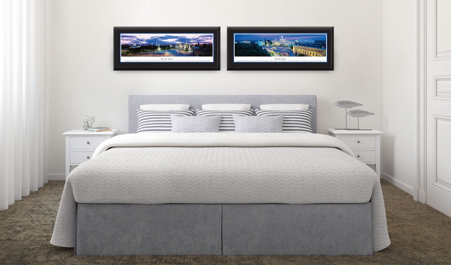 Blakeway Worldwide Panoramas - London England Twilight Skyline Poster - Deluxe Framed Wall Art with Double Mat - Perfect for Living Room, Office & Home Decor