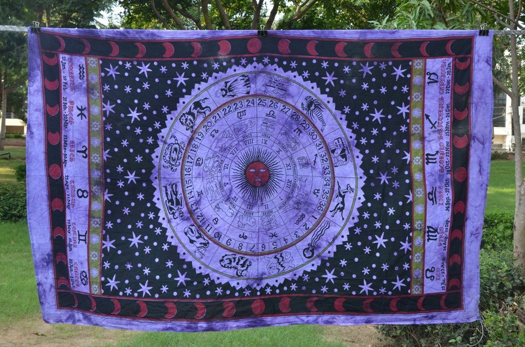 Indian Astrology Tapestry - Zodiac Constellations & Planets Celestial Map Wall Art | Original Horoscope Collection for Bedroom & Living Room Decor | Perfect for Meditation Spaces, Boho Home Decor & Spiritual Gifts