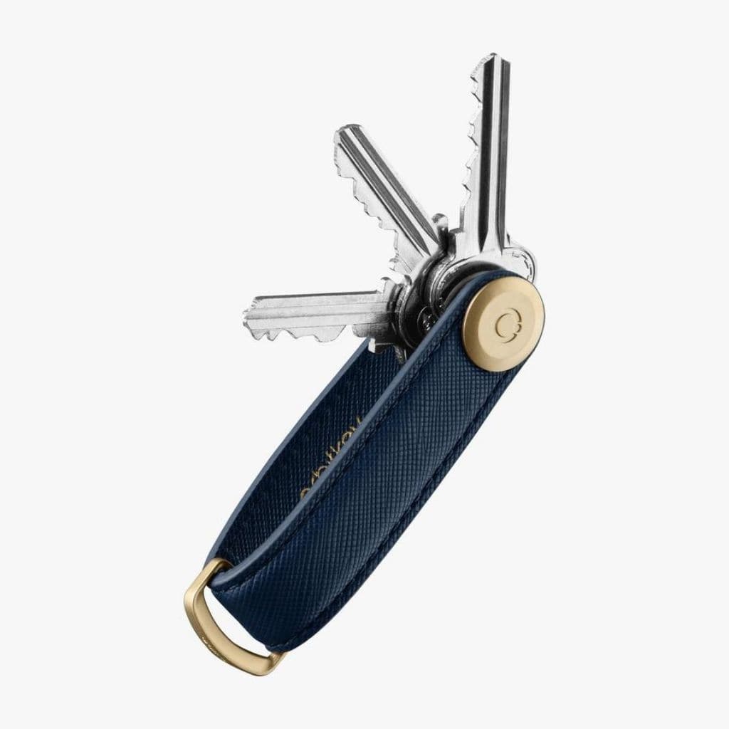 Orbitkey Saffiano Leather 2.0 Key Organizer - Premium Key Holder with RFID Protection, Oxford Navy - Perfect for Home, Office & Travel Organization