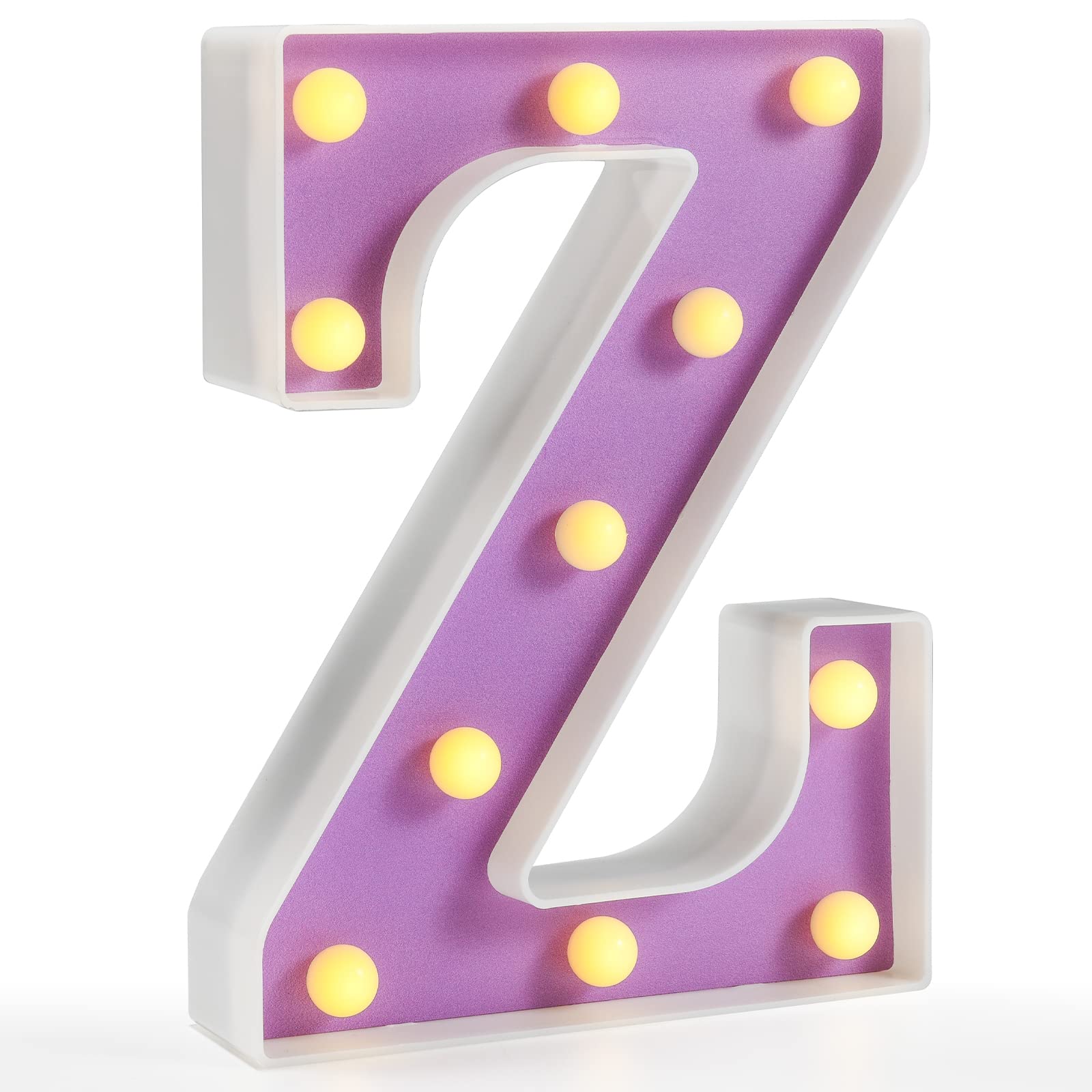 Pooqla Purple LED Letter Z Light - DIY Alphabet Sign with Warm White & Colorful LED for Home, Party, Birthday, Wedding & Bar Decor - Perfect for Night Lights, Wall Art & Room Decoration