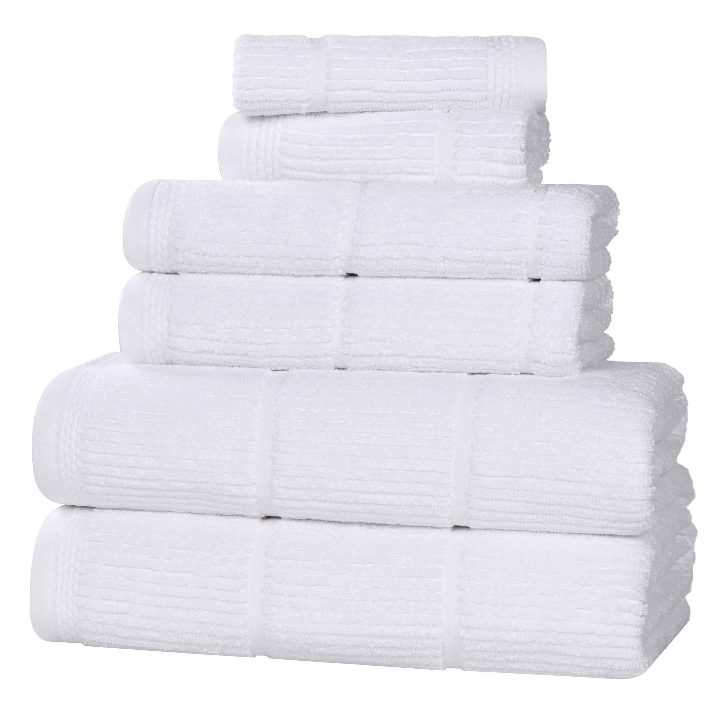 Milo Smart Twist Cotton Solid Ribbed Design 6-Piece Bath Towel Set - Soft & Absorbent for Spa, Gym, and Home Use
