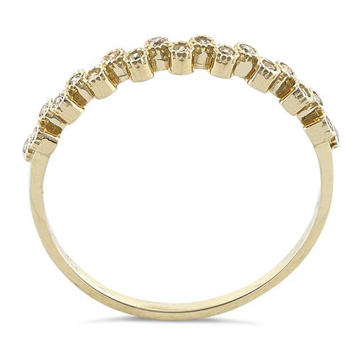 14K Yellow Gold Thin Classic Round Clear Cubic Zirconia CZ Ring for Women - Elegant Everyday Jewelry, Wedding, Engagement, Anniversary Gift