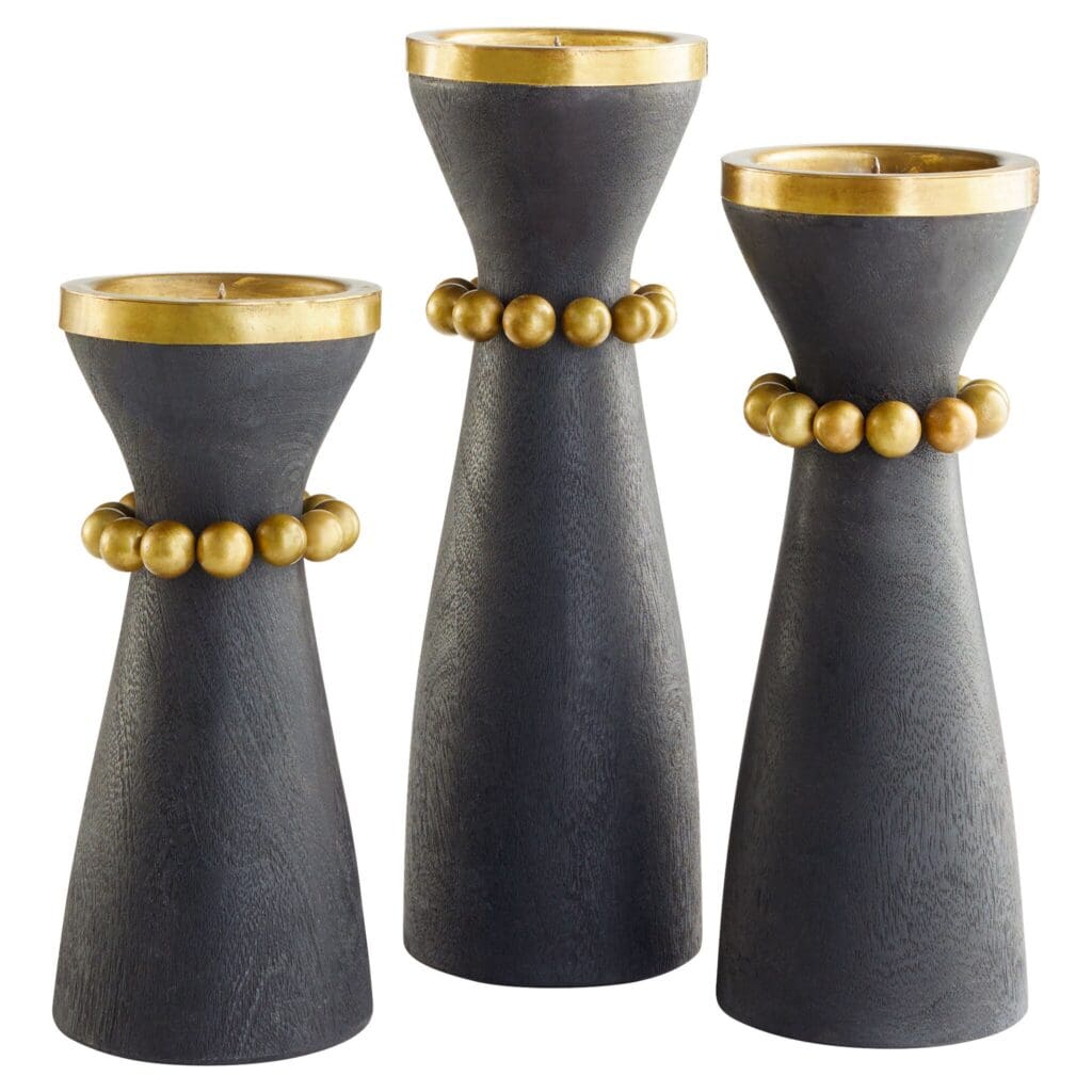 Cyan Design 11515 Parvati Candle Holder - Antique Brass and Black Finish - Medium Size for Tabletop Decor, Wedding Centerpiece, or Home Decoration