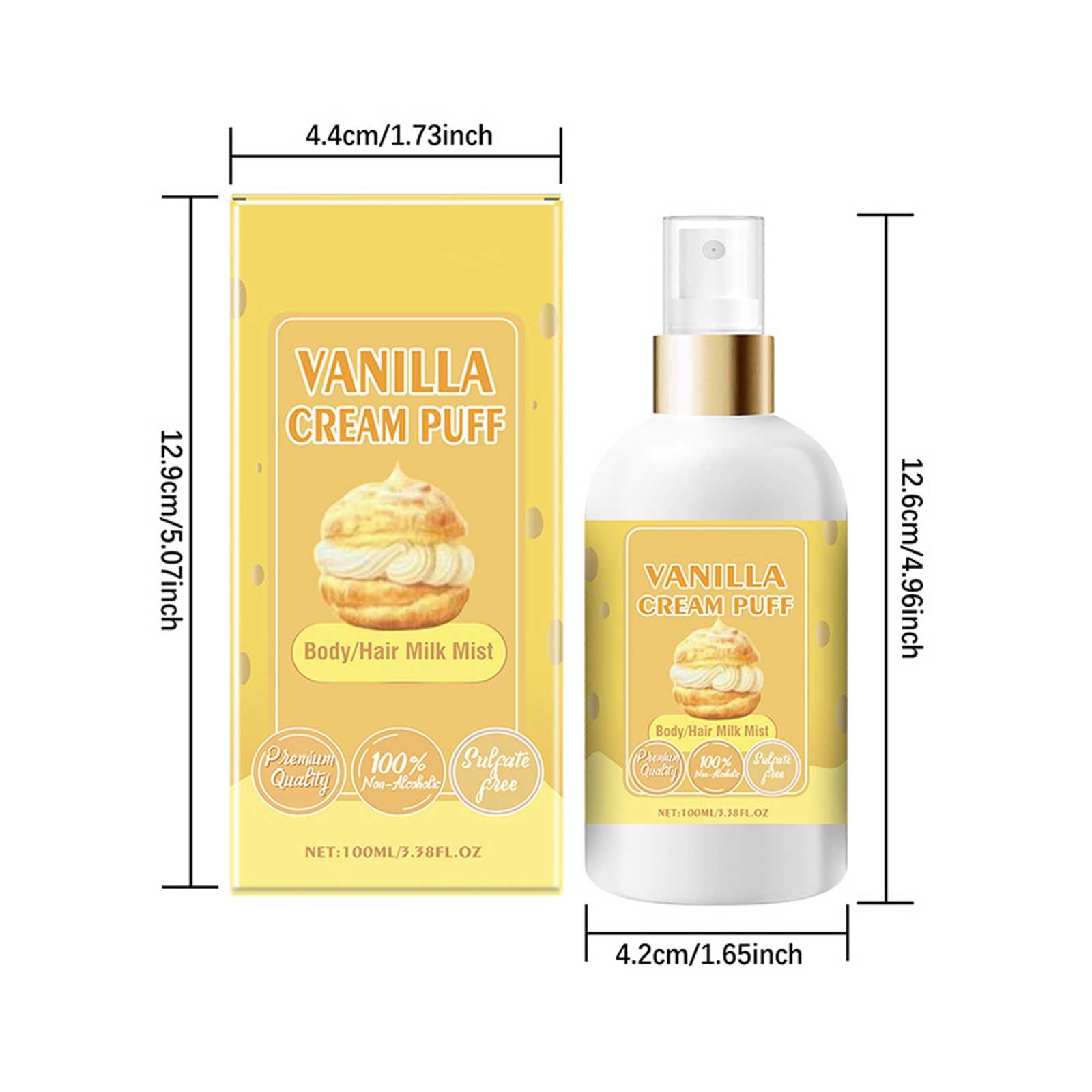Vanilla Cream Puff Body & Hair Milk Mist - Moisturizing Perfume Spray for Women | Sweet Vanilla Scented Hydrating Body Spray | Perfect for Daily Use, Travel & Gift Giving (1pc)