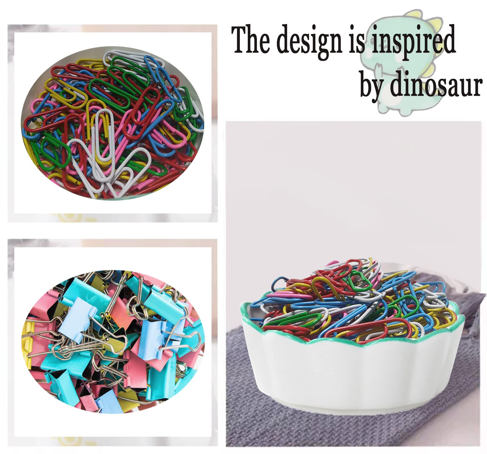 Adorable Dinosaur Ceramic Paper Clip Holder - Desk Organizer for Office & School Supplies | Perfect for Home, Office, or Classroom Use