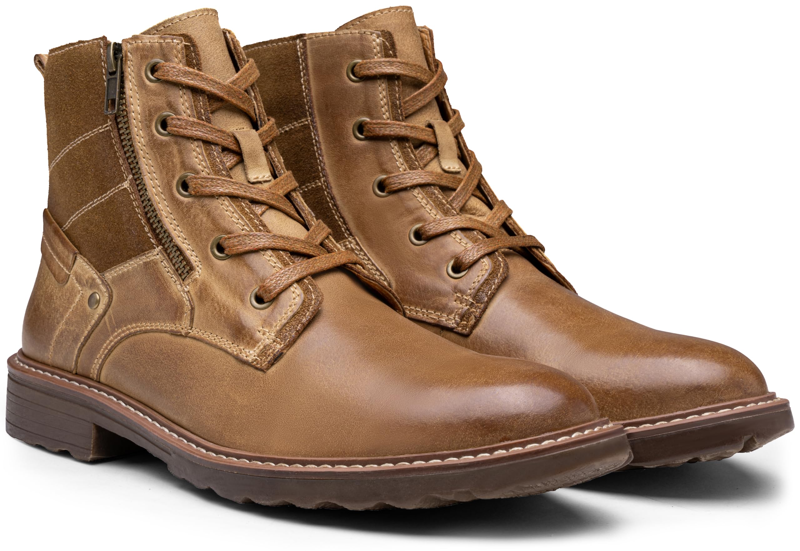 **Vostey Men's Waterproof Motorcycle Chukka Boots - Casual & Durable Leather Boots for Riding, Work & Outdoor Activities**