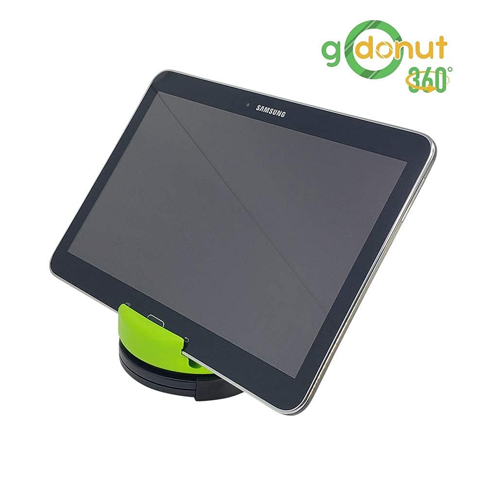 GoDonut 360° Swivel Phone Stand & iPad Holder - Adjustable Desk Organizer for iPhone, Tablet, Kindle & Smartphones - Lime Green - Perfect for Work, Study & Video Calls