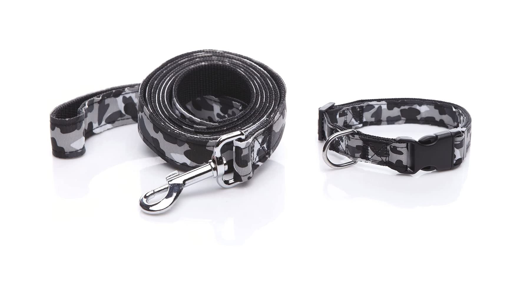 TAIDA Camouflage Dog Leash & Collar Set - 1 Inch Wide Adjustable Nylon Pet Leash with Matching Collar for Small, Medium & Large Dogs - Perfect for Hiking, Camping & Outdoor Adventures