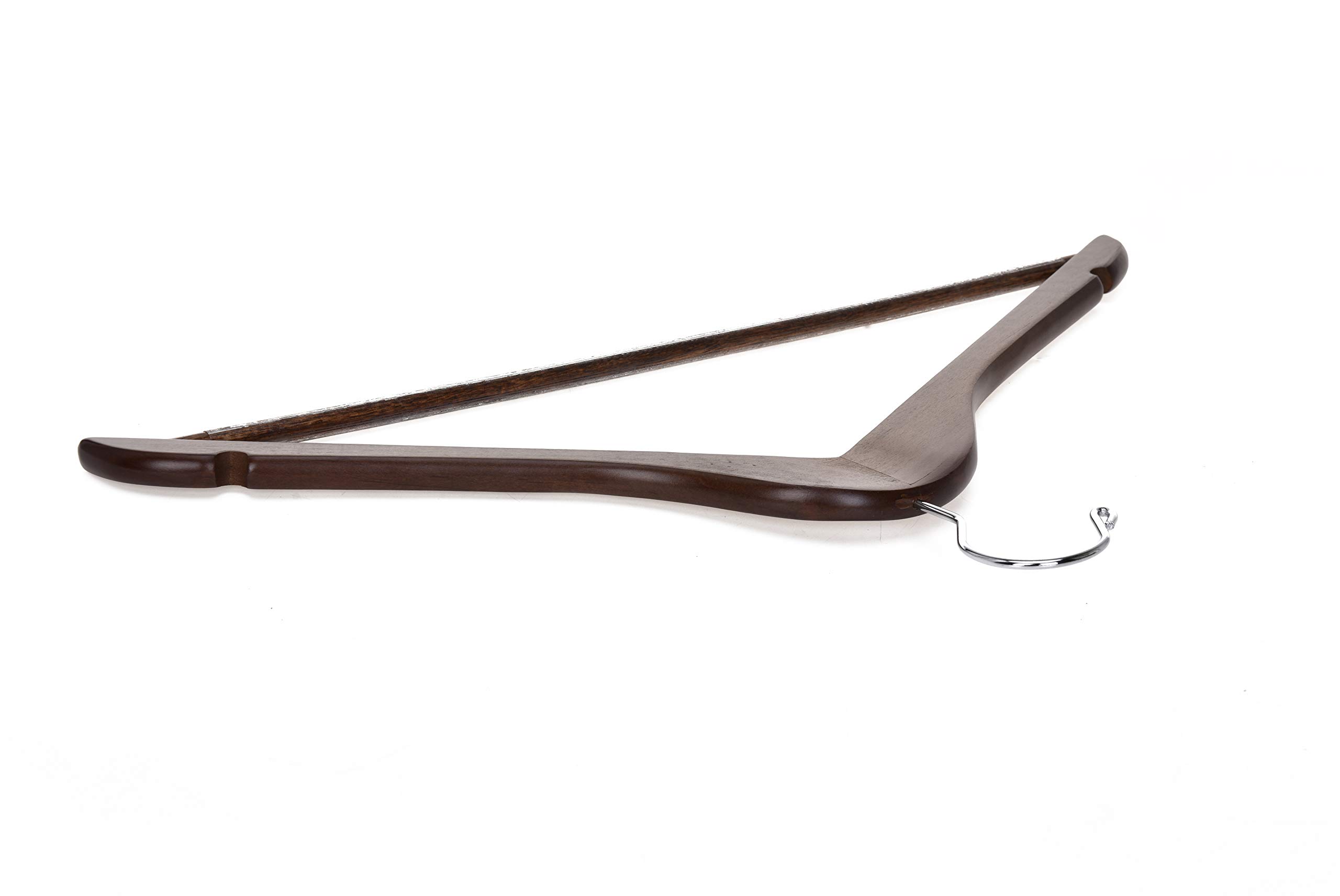 Premium Solid Wooden Hangers - 20 Pack Slightly Curved Coat Hangers with Chrome Hooks - Heavy Duty Clothes Hangers for Jackets, Shirts, Pants & Suits - Walnut Finish Retro Style - Perfect for Closet Organization & Luxury Wardrobe Display